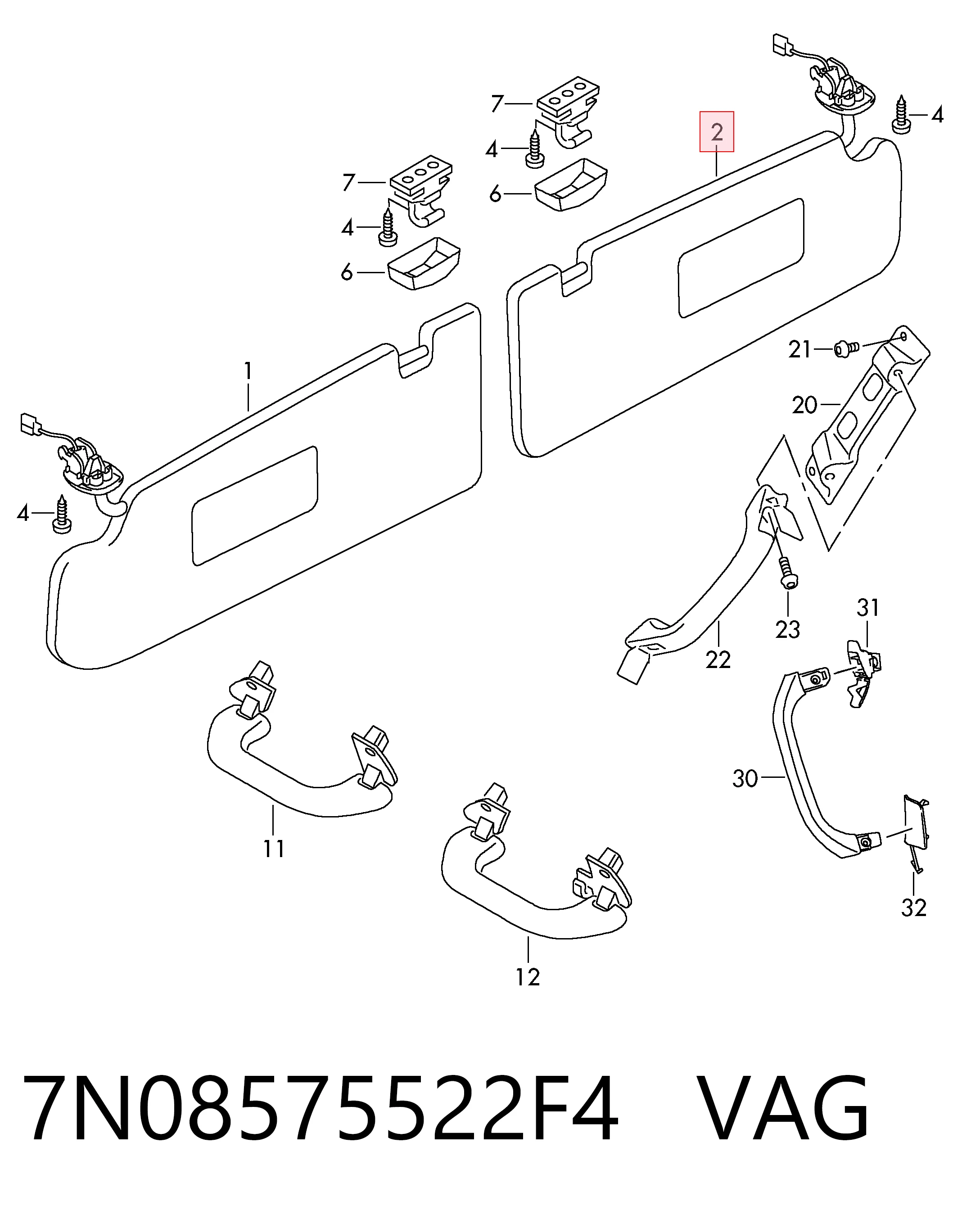 Козырек противосолнечный на Volkswagen AMAROK  2HA, 2HB, S1B, S6B, S7A, S7B
