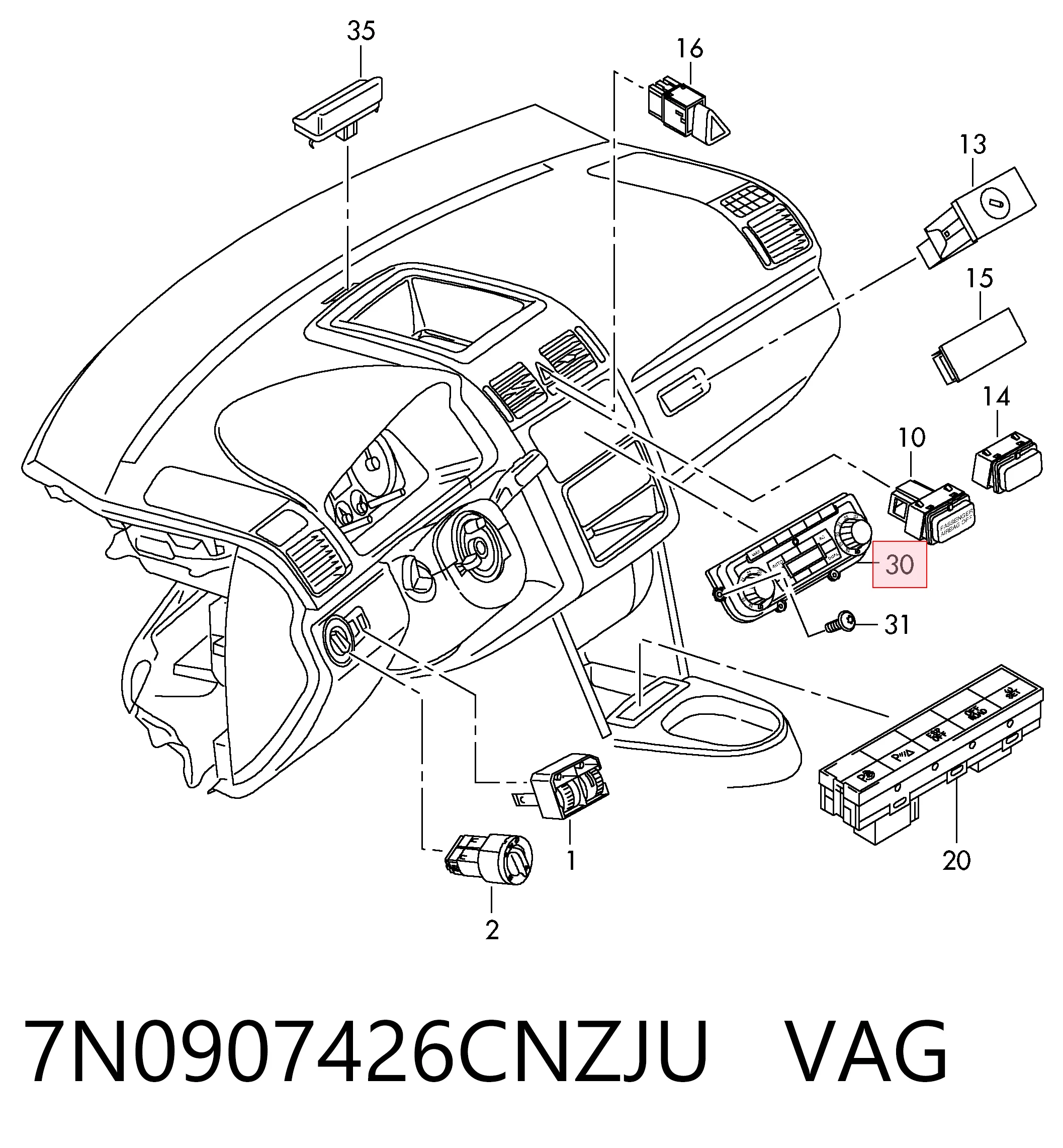 7N0907426CNZJU VAG Механизм управления кондиционером