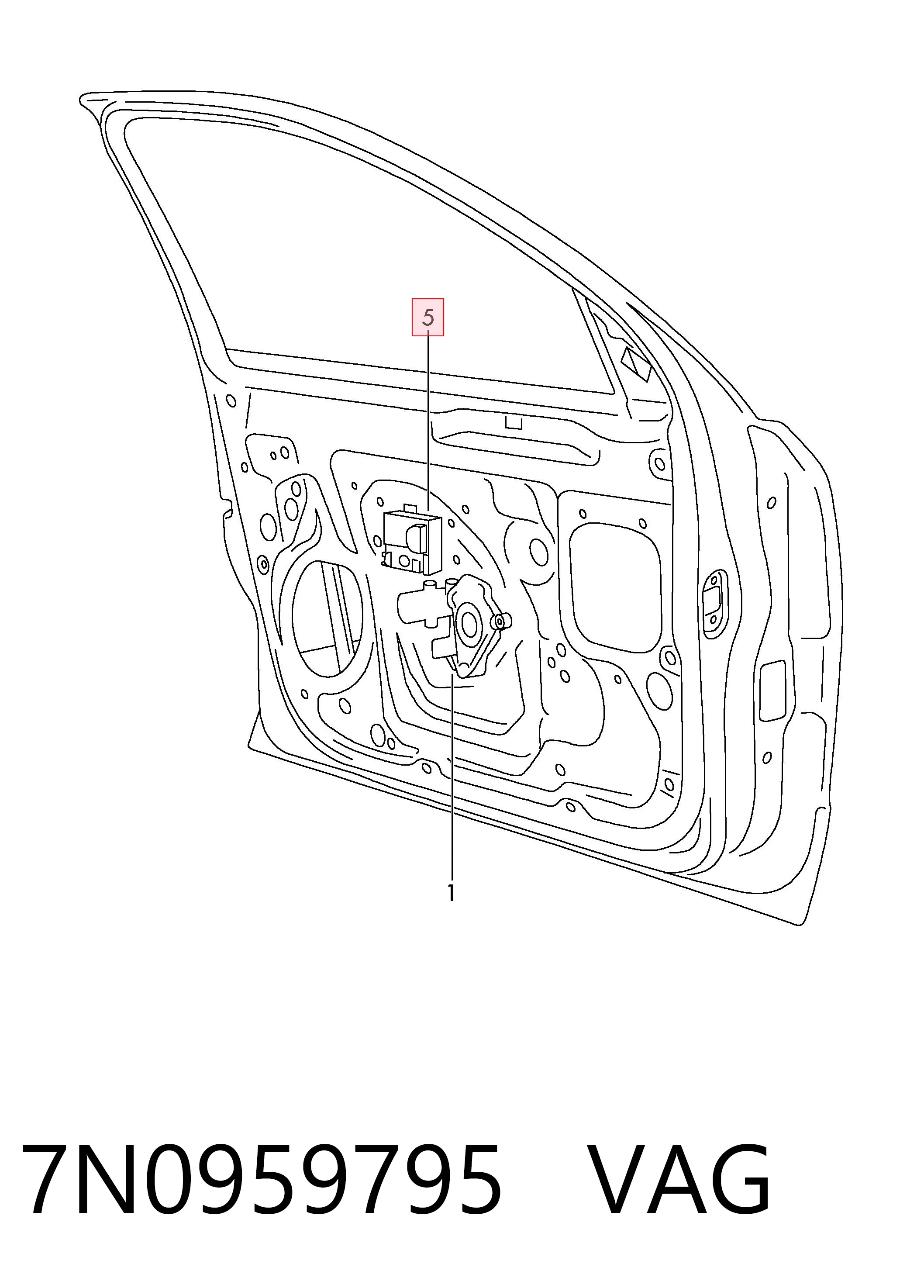 7N0959795 VAG Блок комфорта задней двери