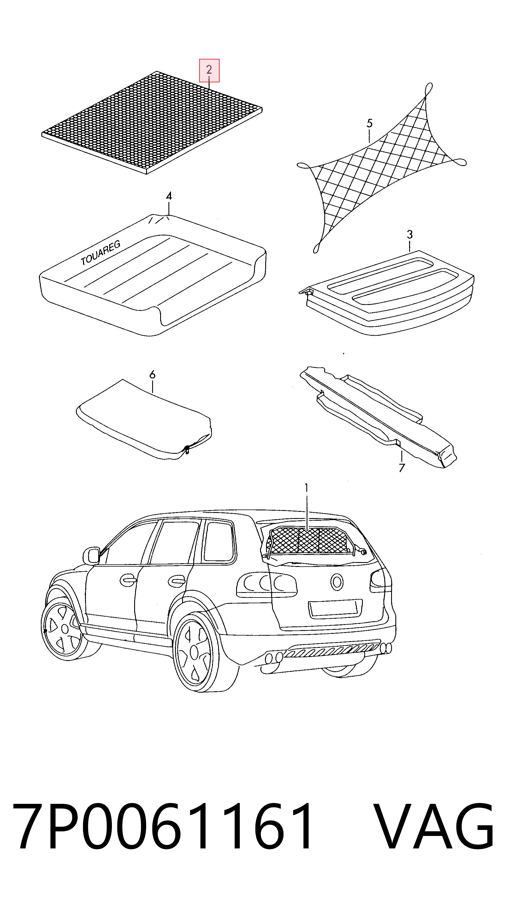 7P0061161 VAG Коврик багажного отсека