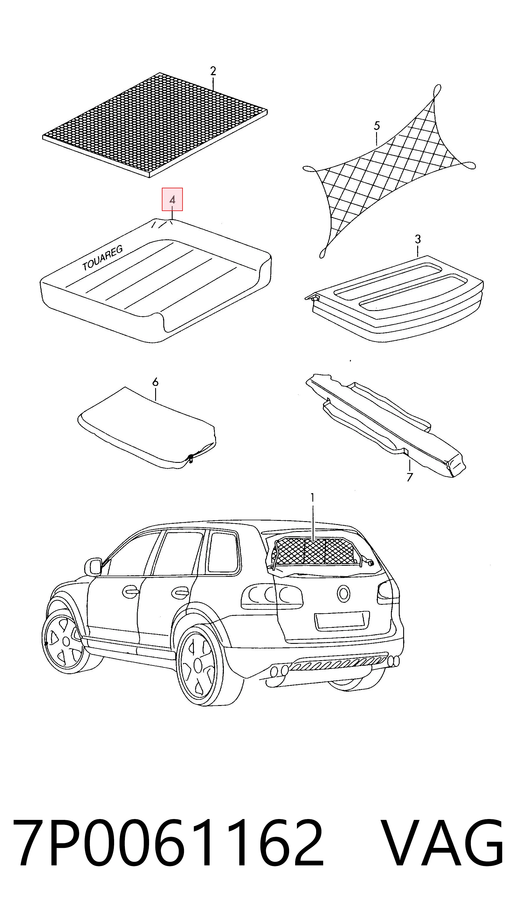 7P0061162 VAG Коврик багажного отсека