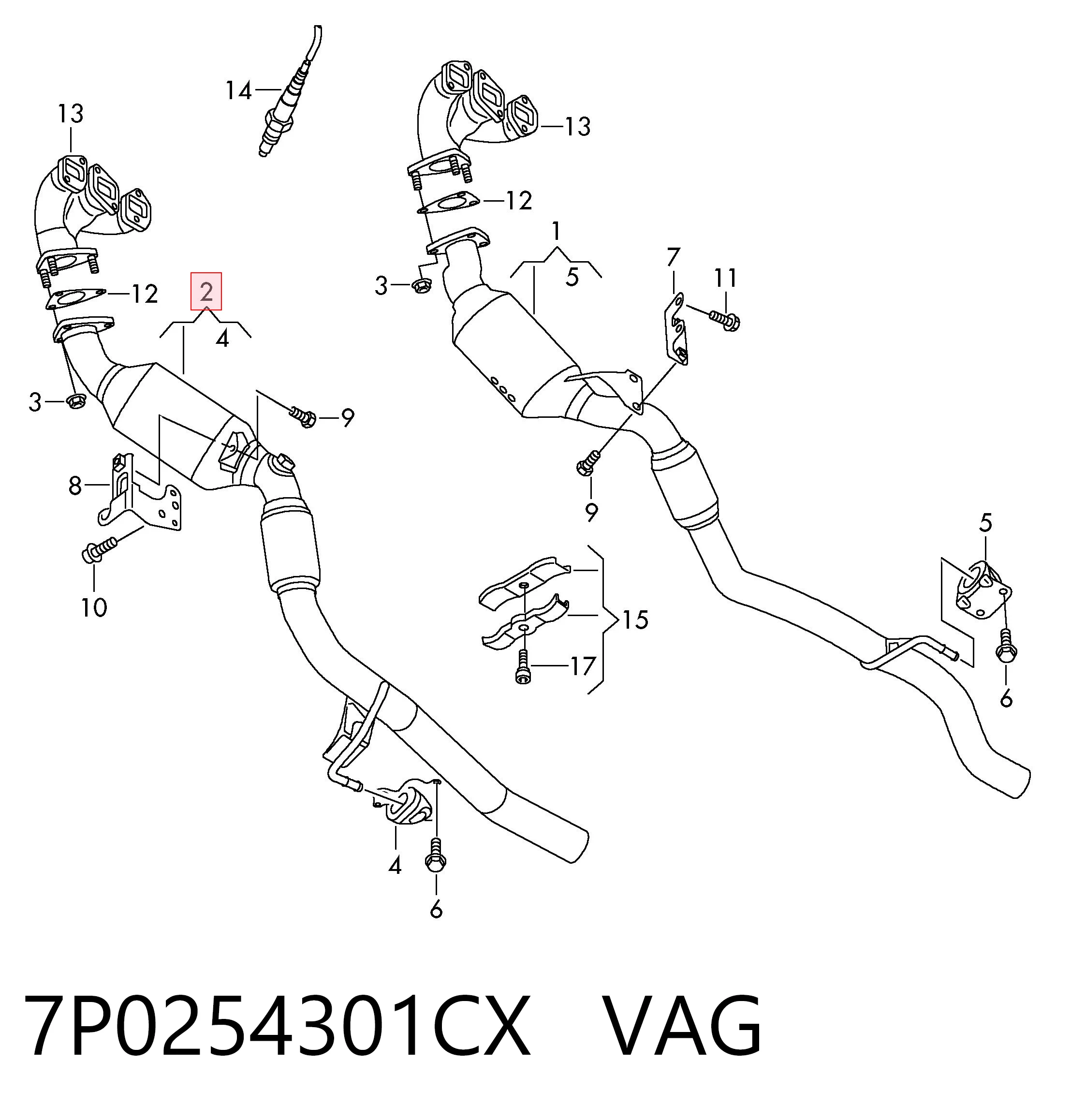 7P0254301CX VAG Глушитель, передняя часть