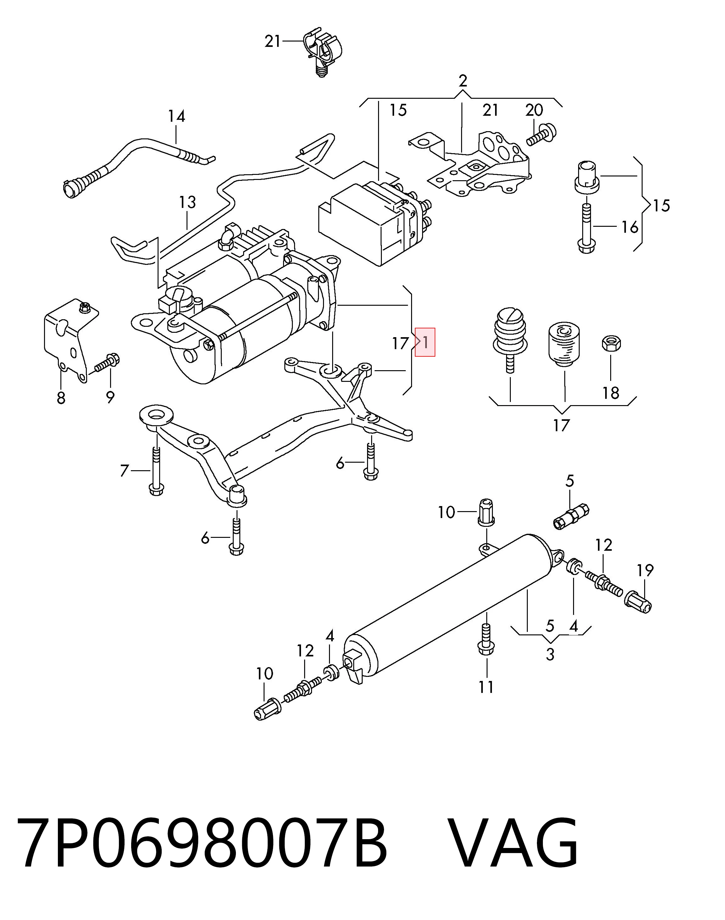 7P0698007B VAG Компрессор подкачки амортизаторов