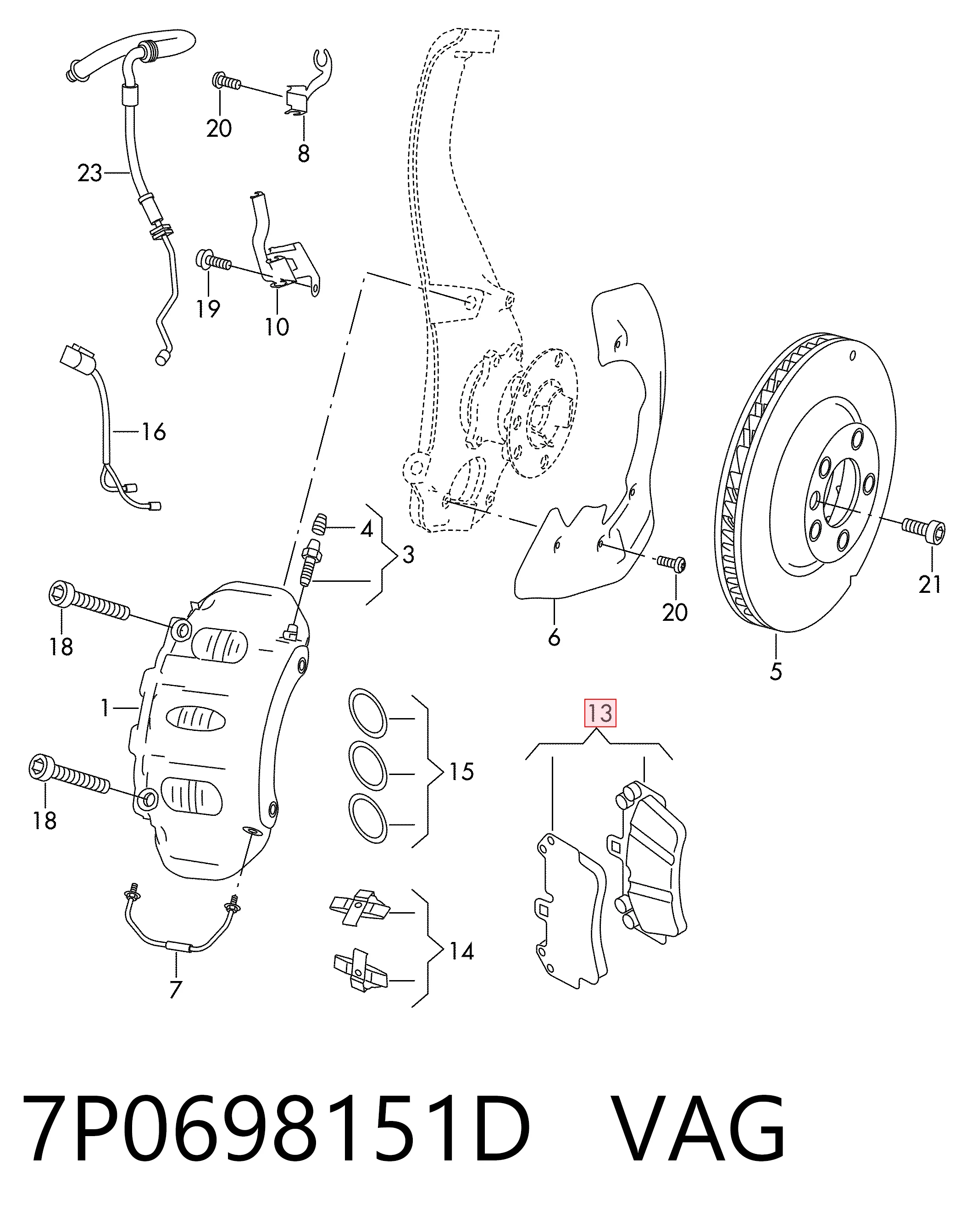 7P0698151D VAG Колодки передние