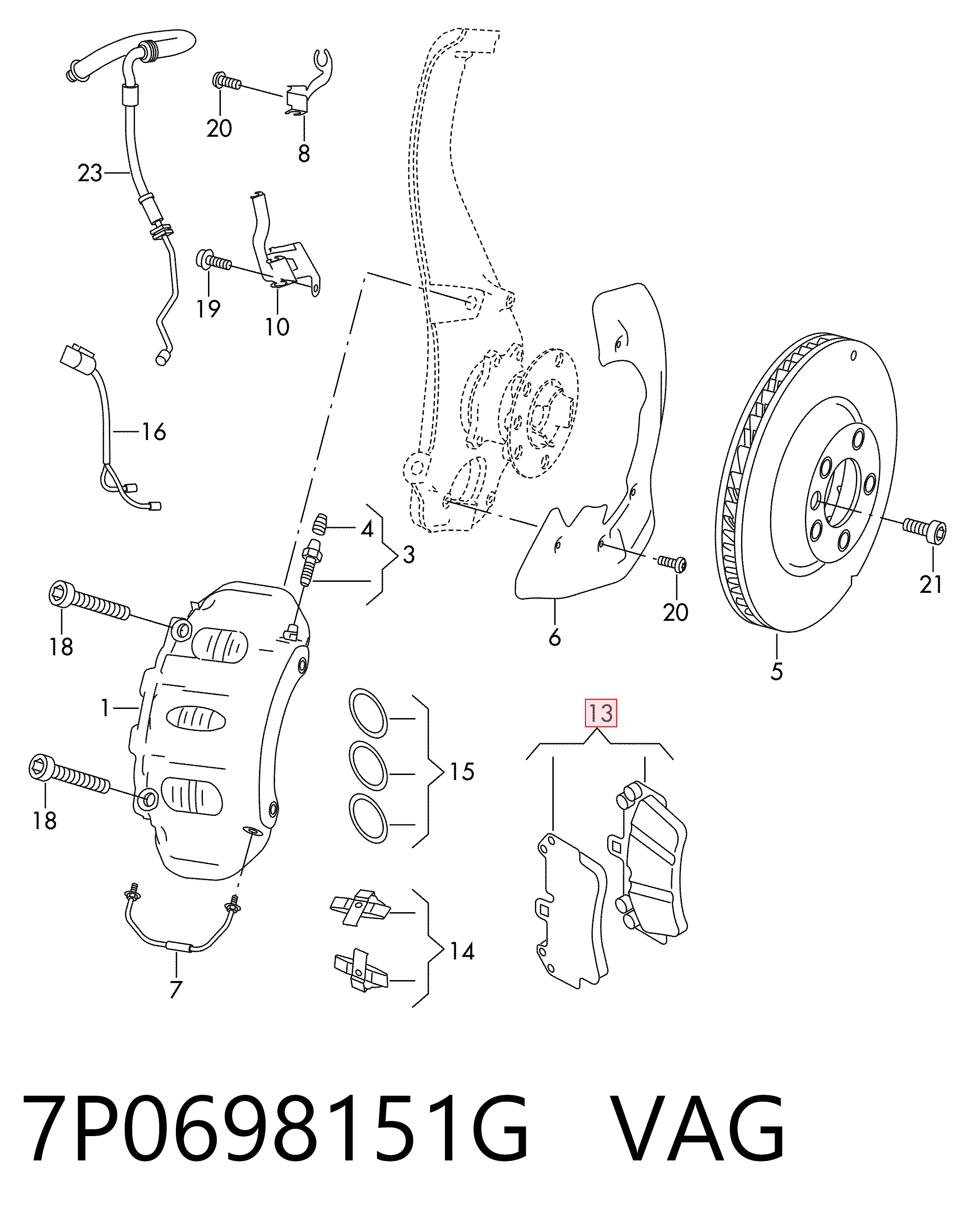 7P0698151G VAG Колодки передние
