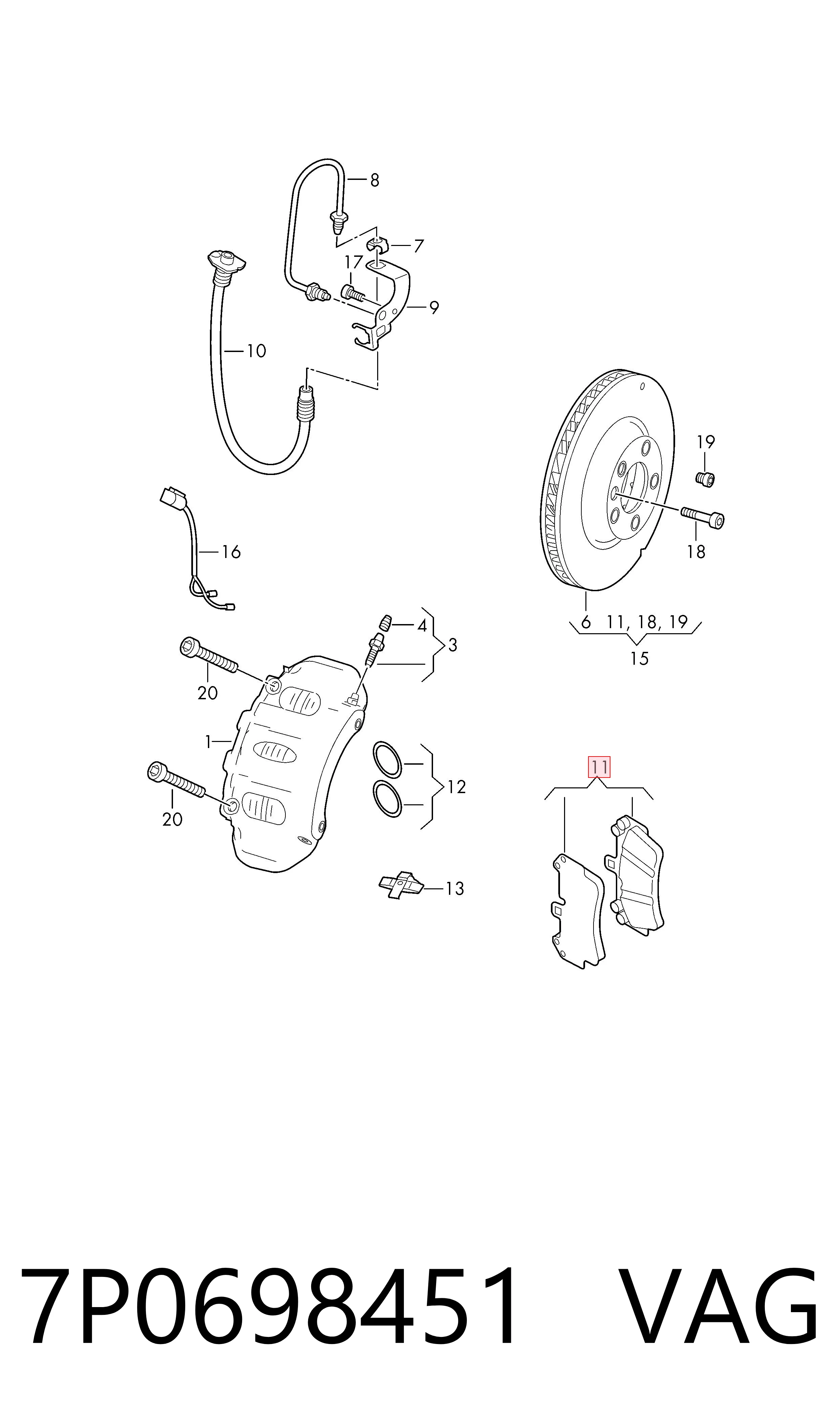 Колодки дисковые  VAG 7P0698451 цена, от 78.69 USD