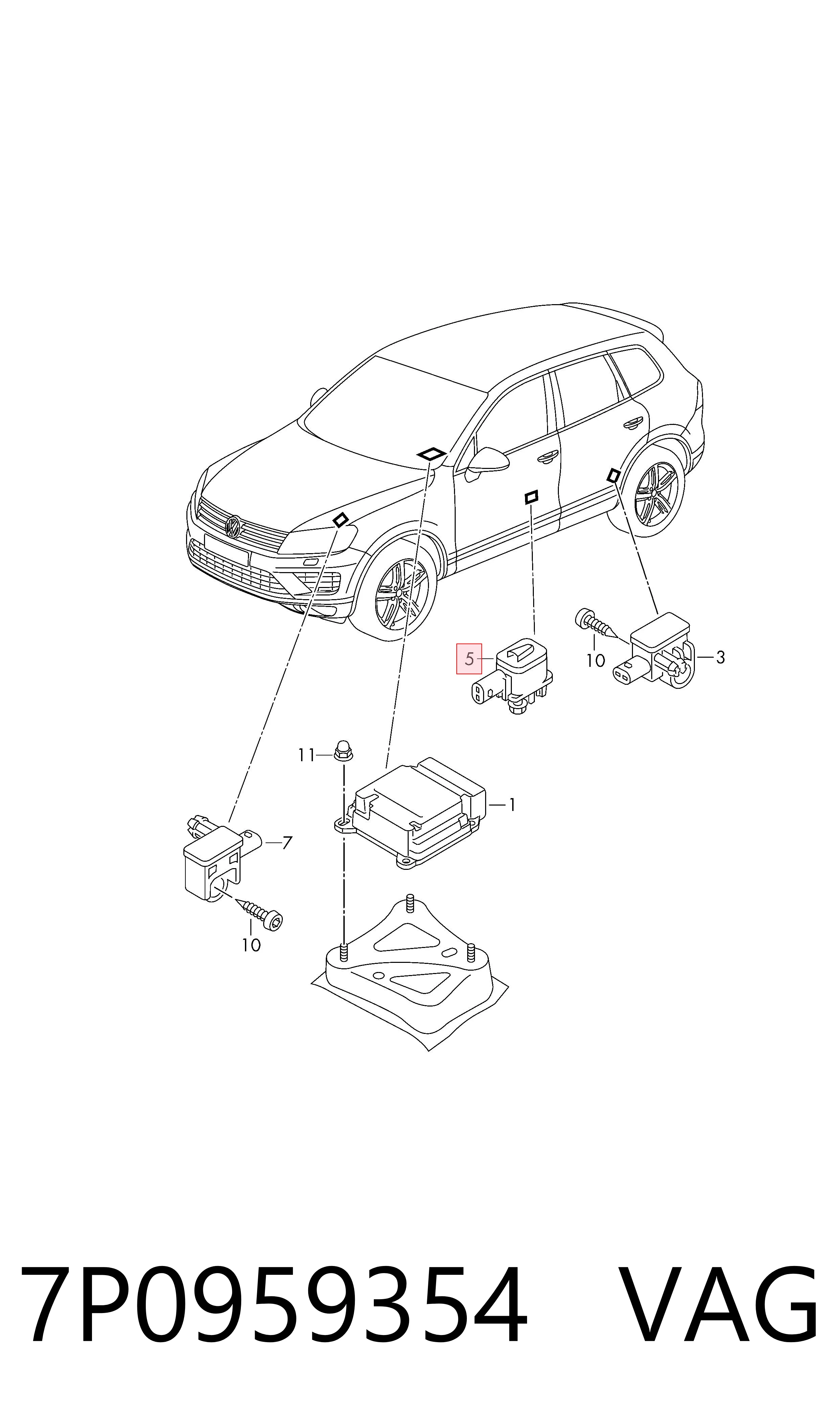 7P0959354 VAG Датчик AIRBAG передний