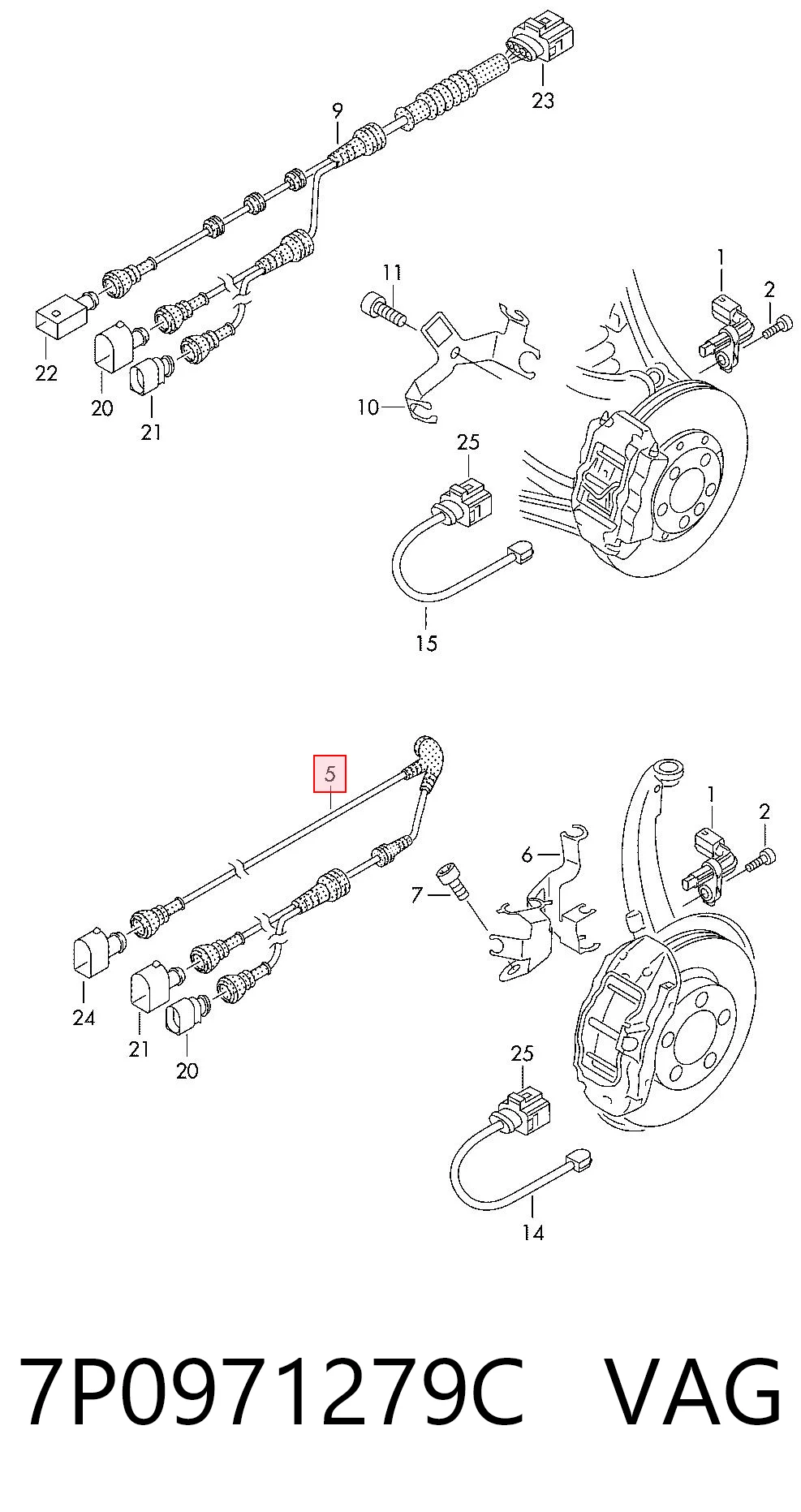 7P0971279C VAG Передний провод датчика ABS