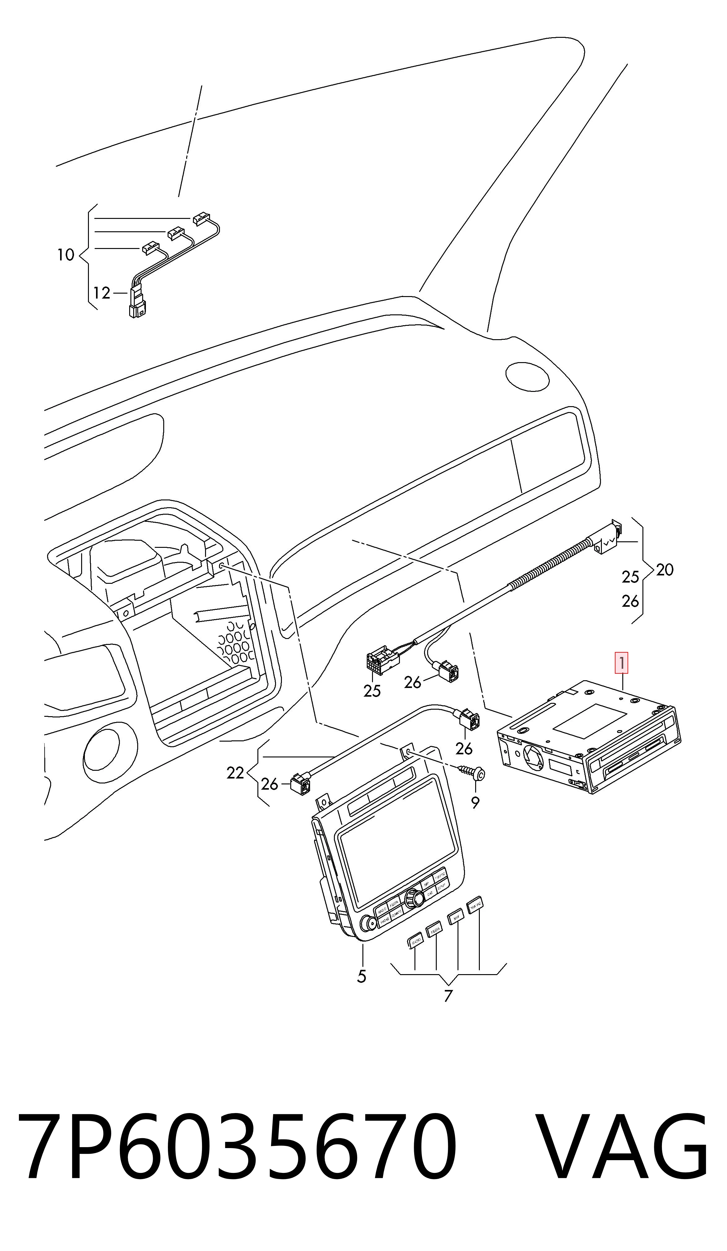 Магнитола (радио AM/FM) VAG 7P6035670 цена, от 67.72 USD