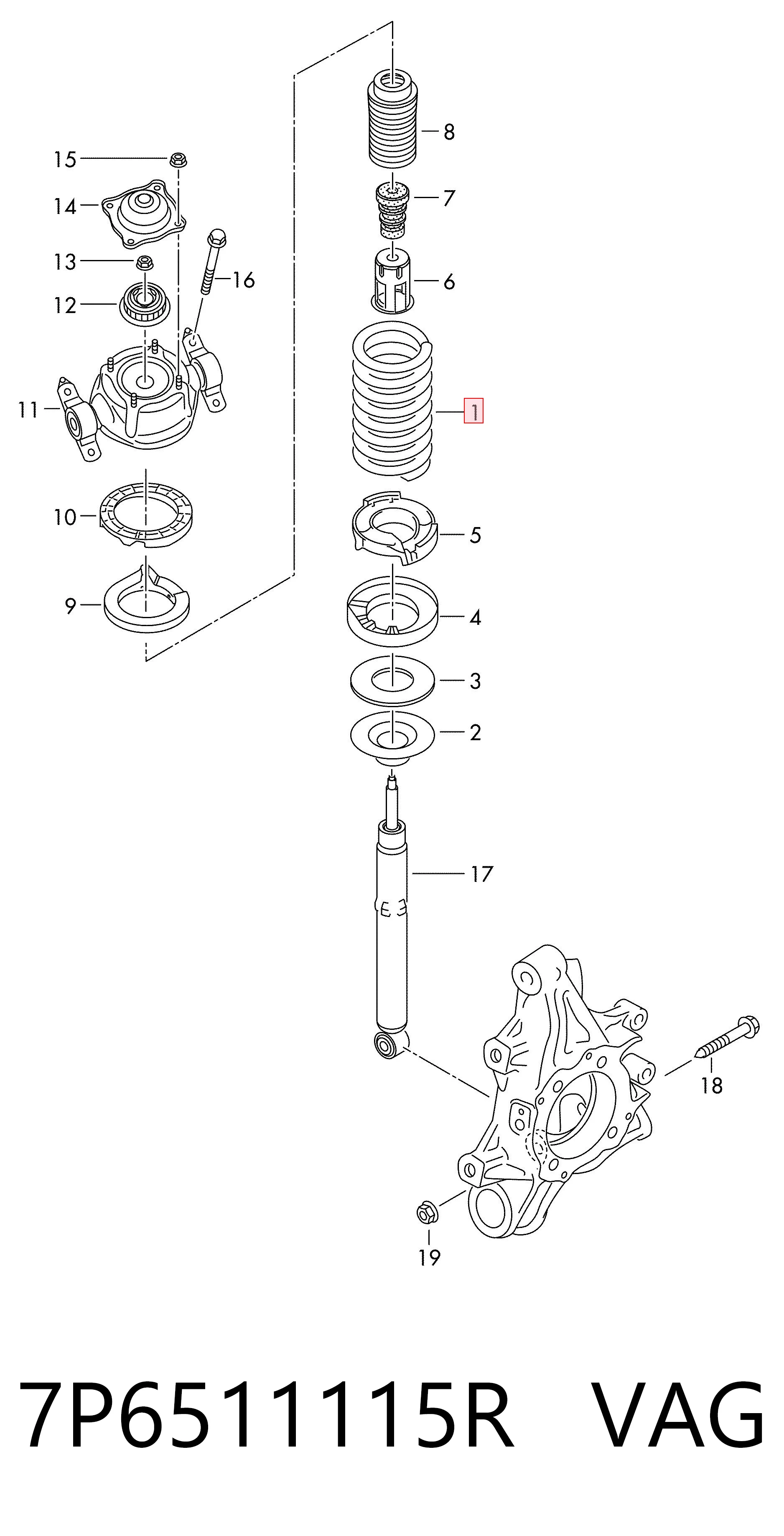 7P6511115R VAG Пружина подвески задняя