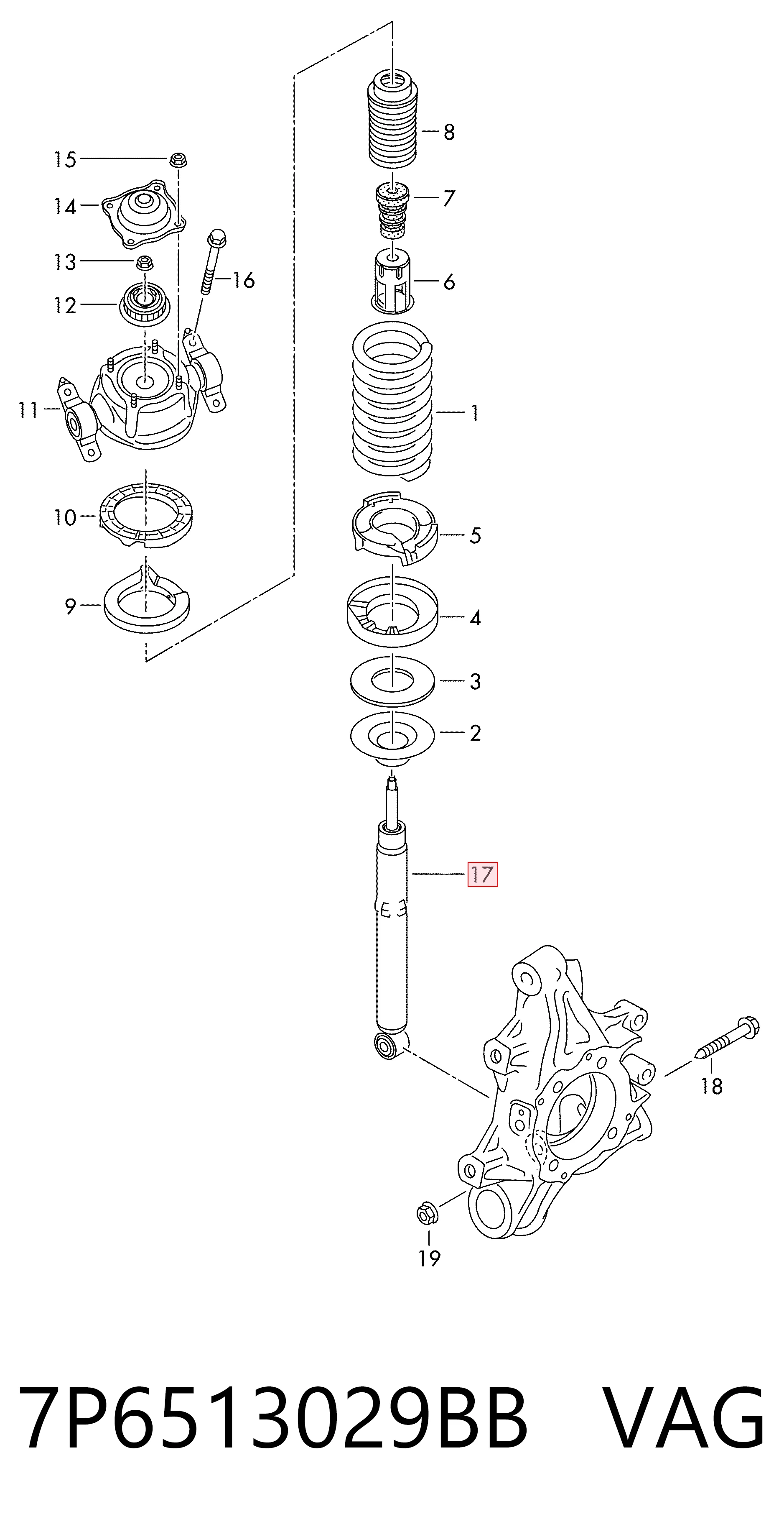 7P6513029BB VAG Амортизаторы задние