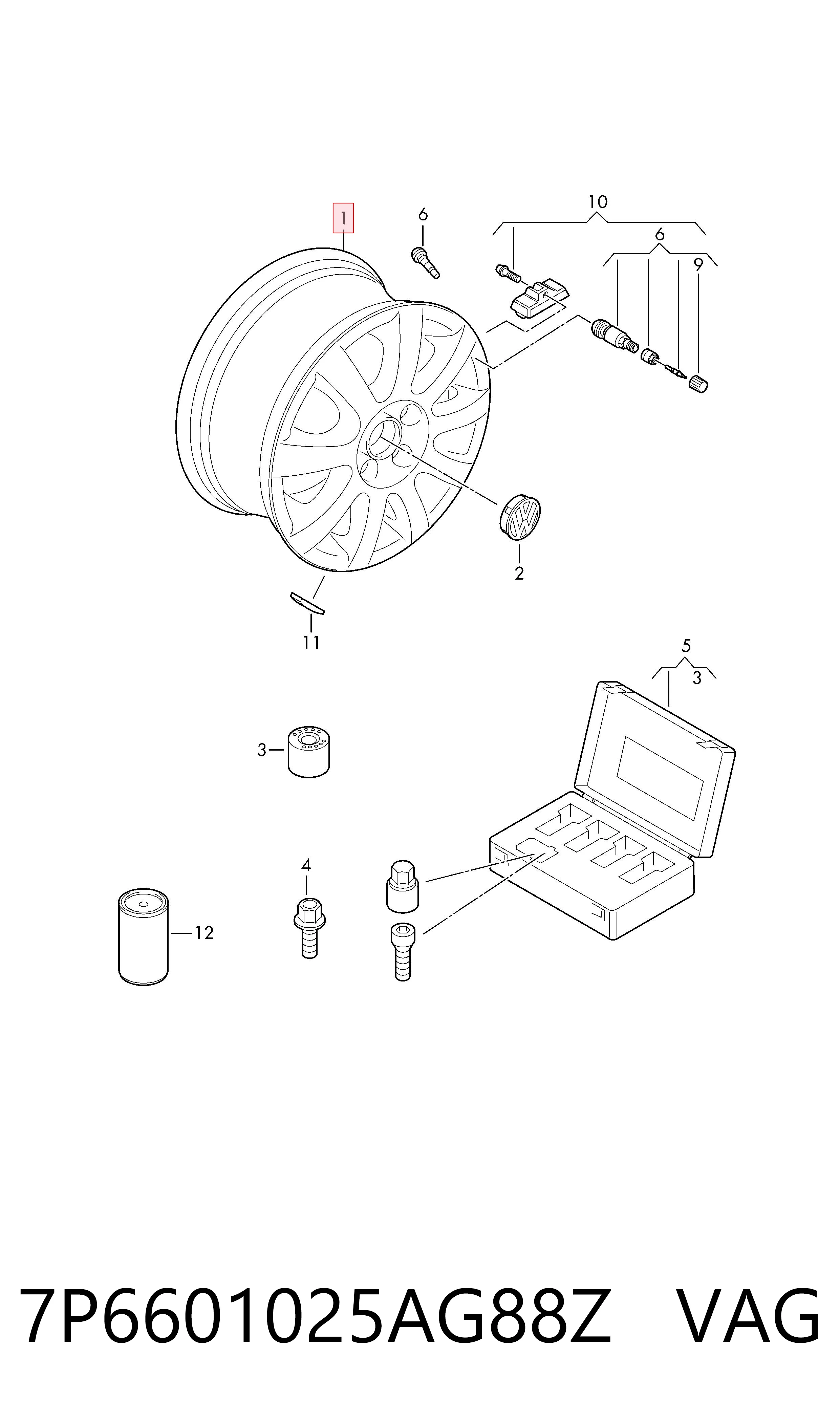 7P6601025AG88Z VAG Оригинальные диски