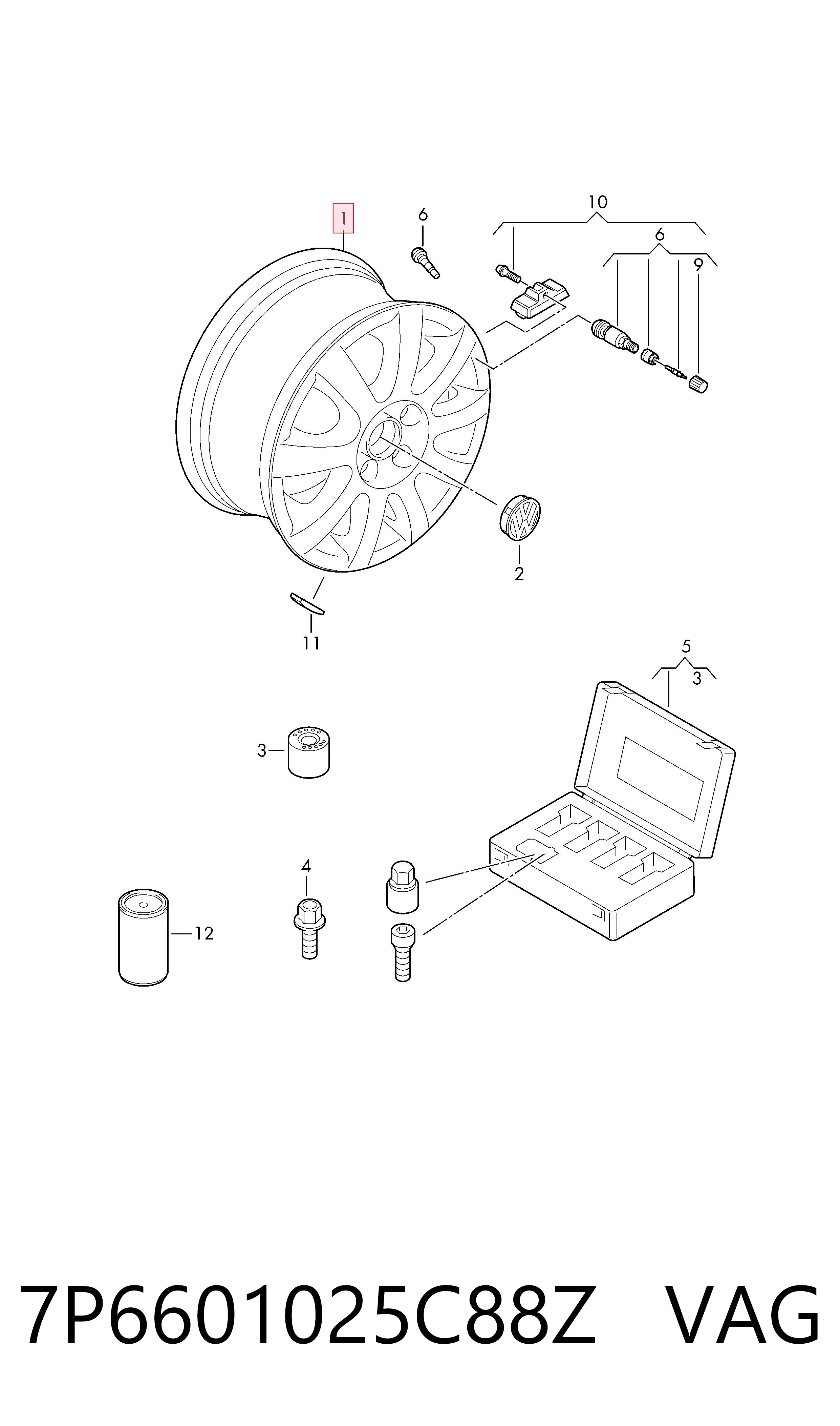 7P6601025C88Z VAG Оригинальные диски