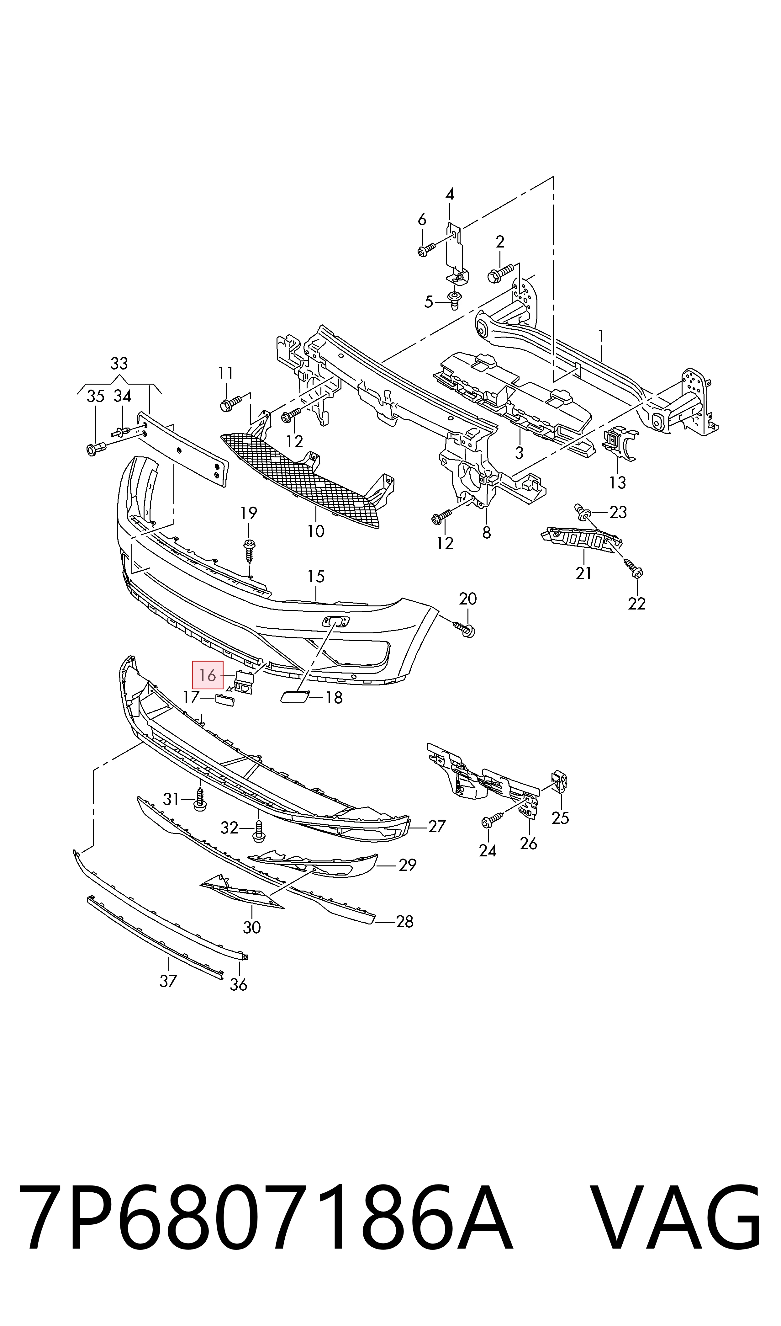 7P6807186A VAG Заглушка бампера буксировочного крюка передняя правая