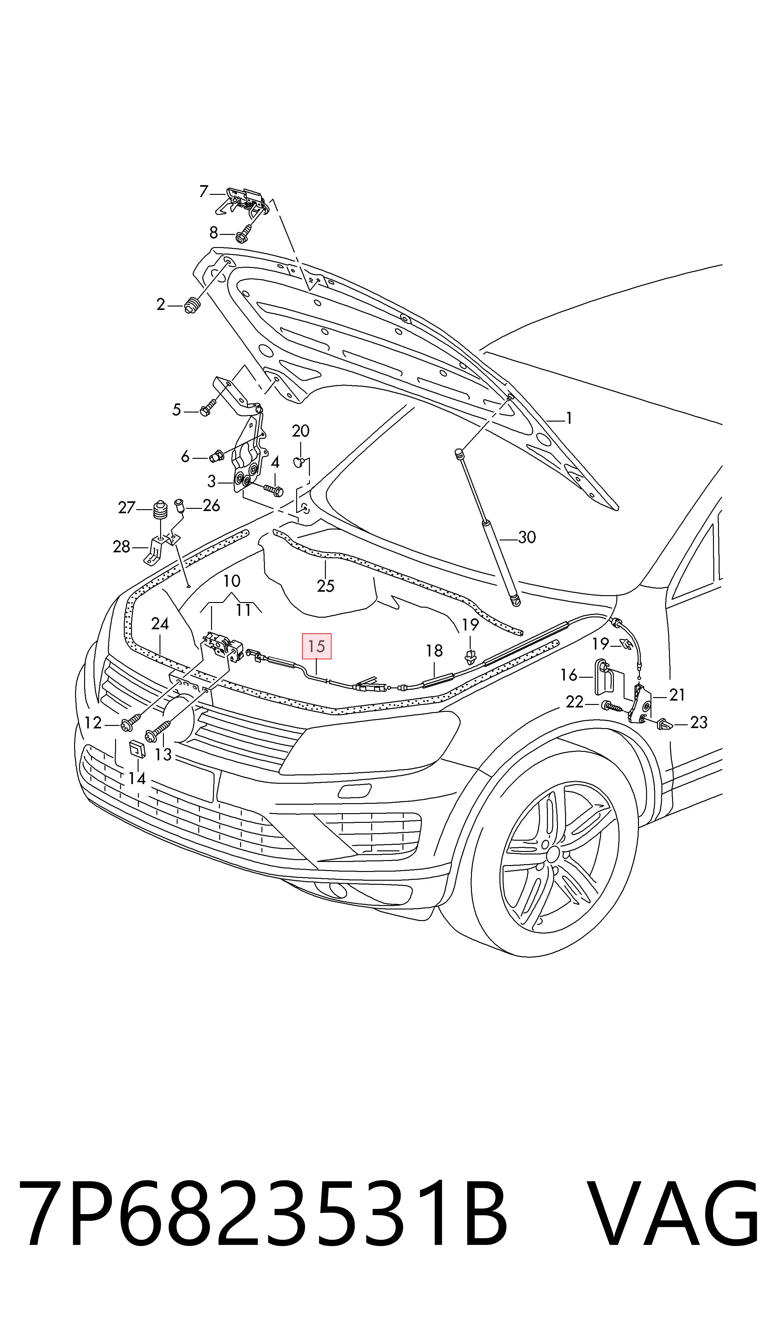 7P6823531B VAG Трос открытия капота
