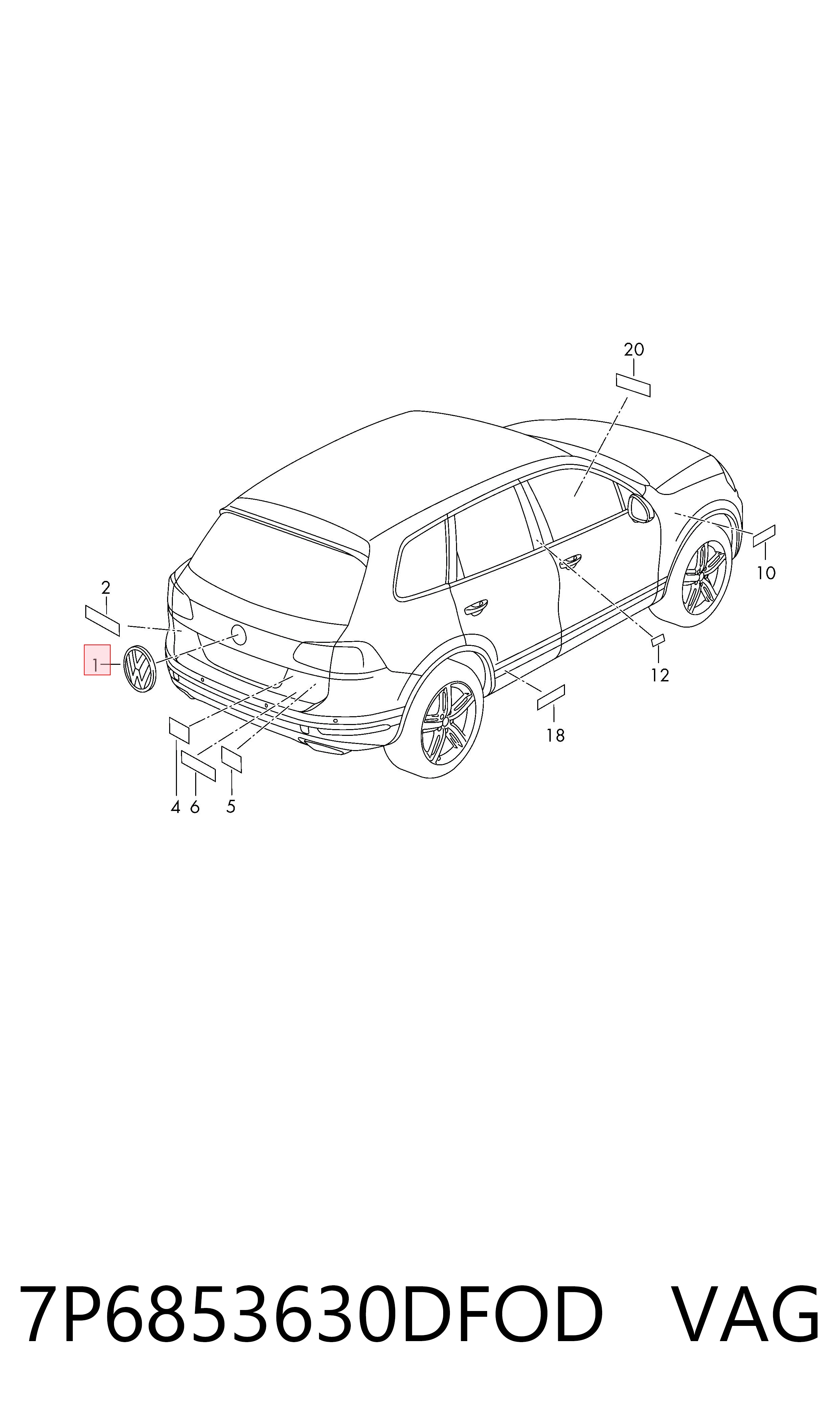 Фирменный значок Volkswagen Touareg II внедорожник (7P5, 7P6) (2010 - 2017) цена, от 25.76 USD
