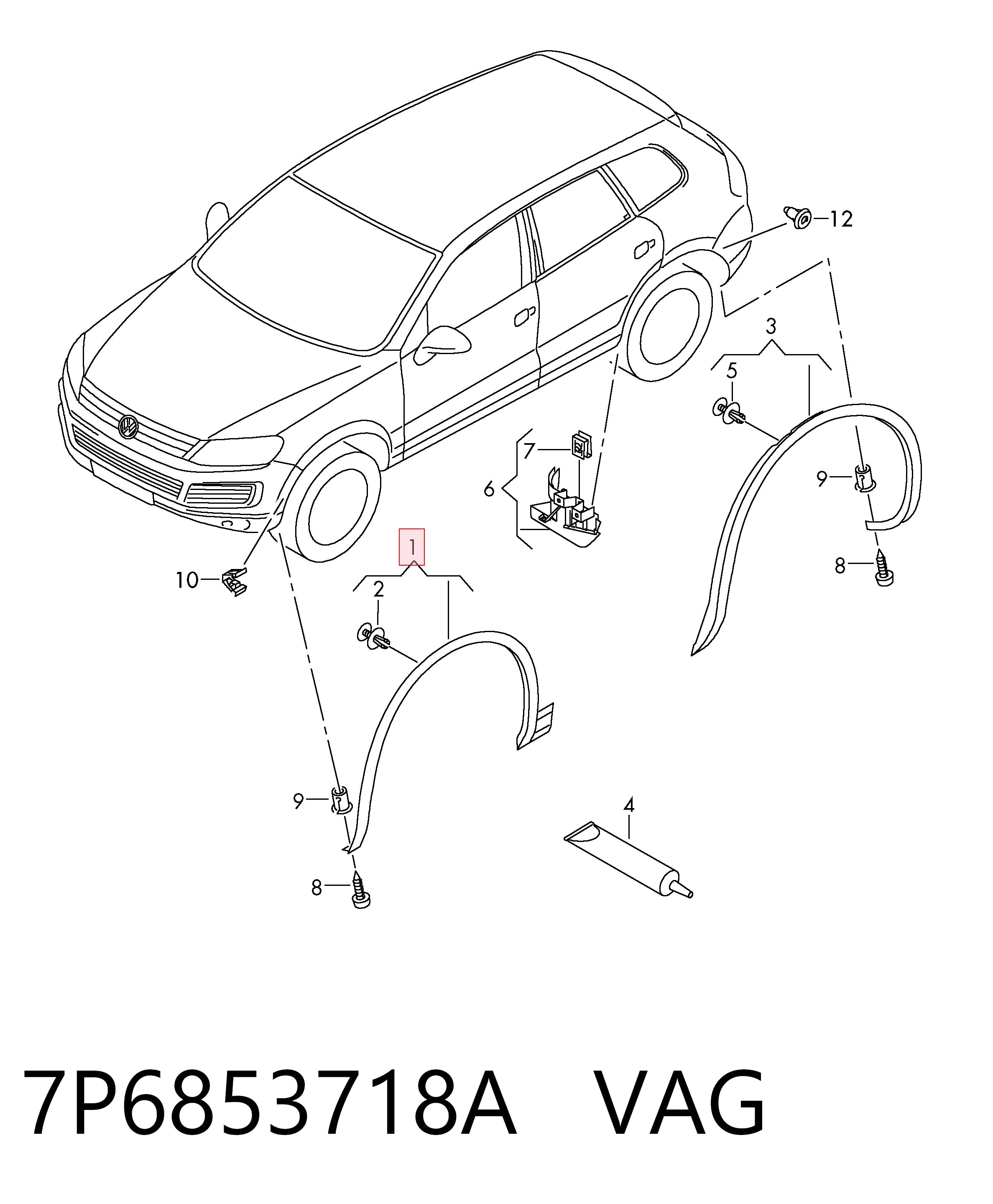 7P6853718A VAG Расширитель переднего крыла, правый