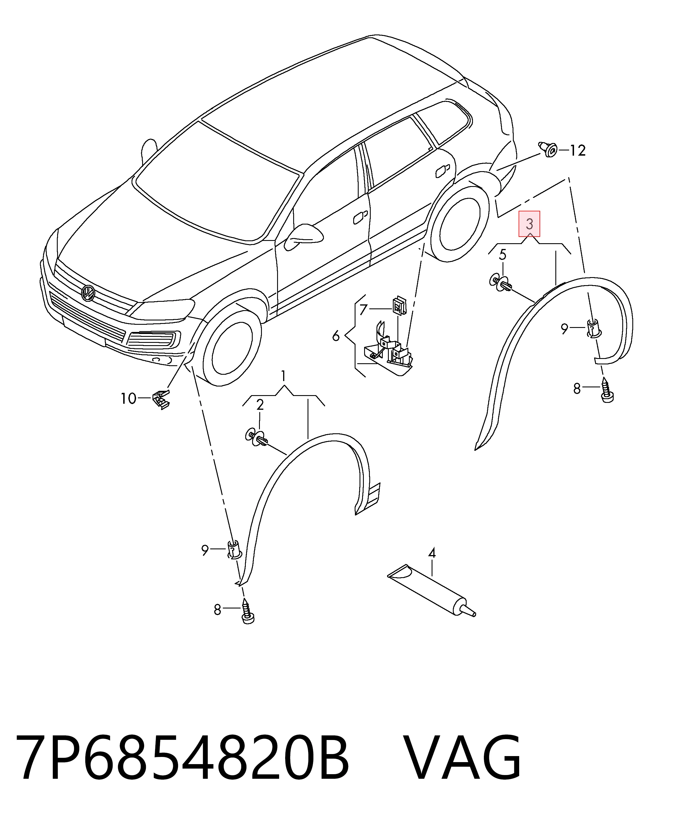 Купить 3L854010 AND Расширитель (накладка) арки заднего крыла правый