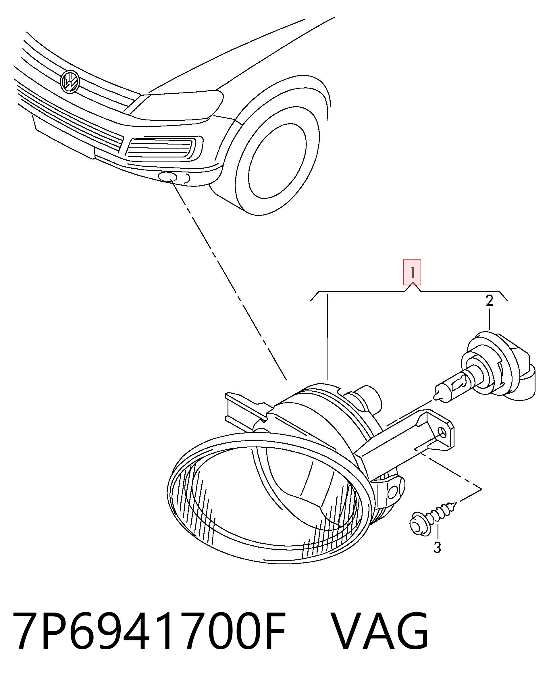 7P6941700F VAG Противотуманка правая