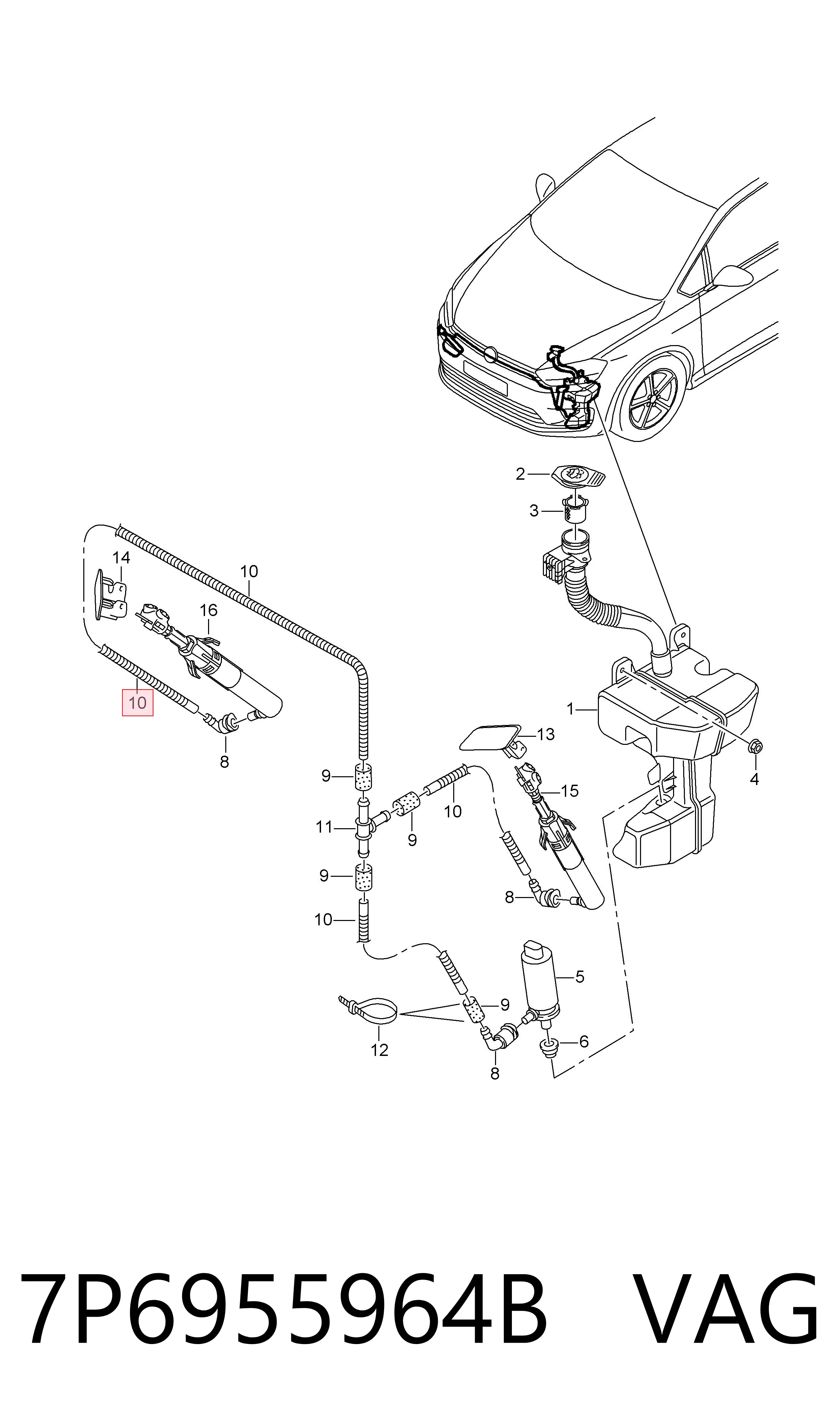 Шланг омывателя лобового стекла VAG 7P6955964B цена, от 3.49 USD