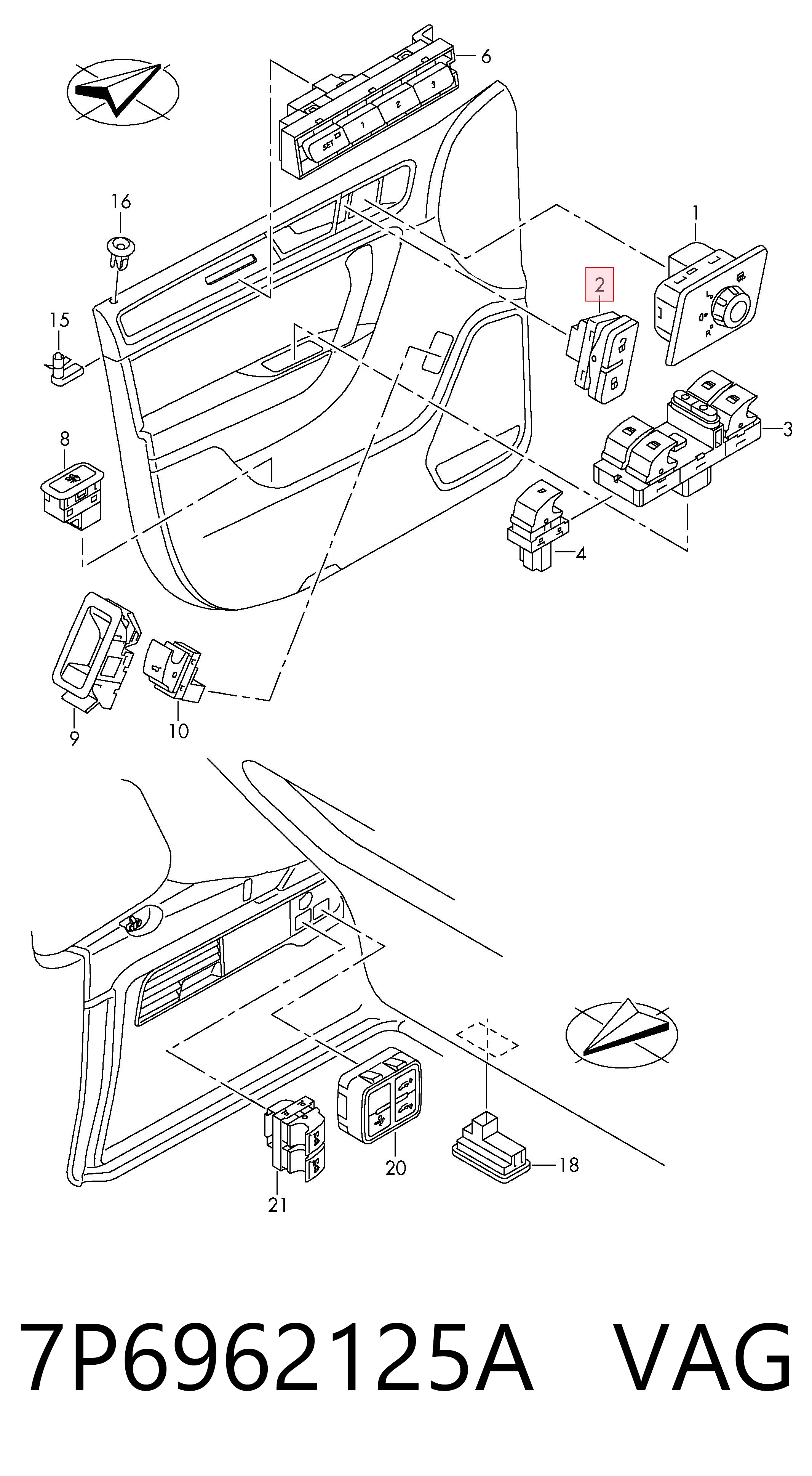 7P6962125A VAG Кнопка центрального замка