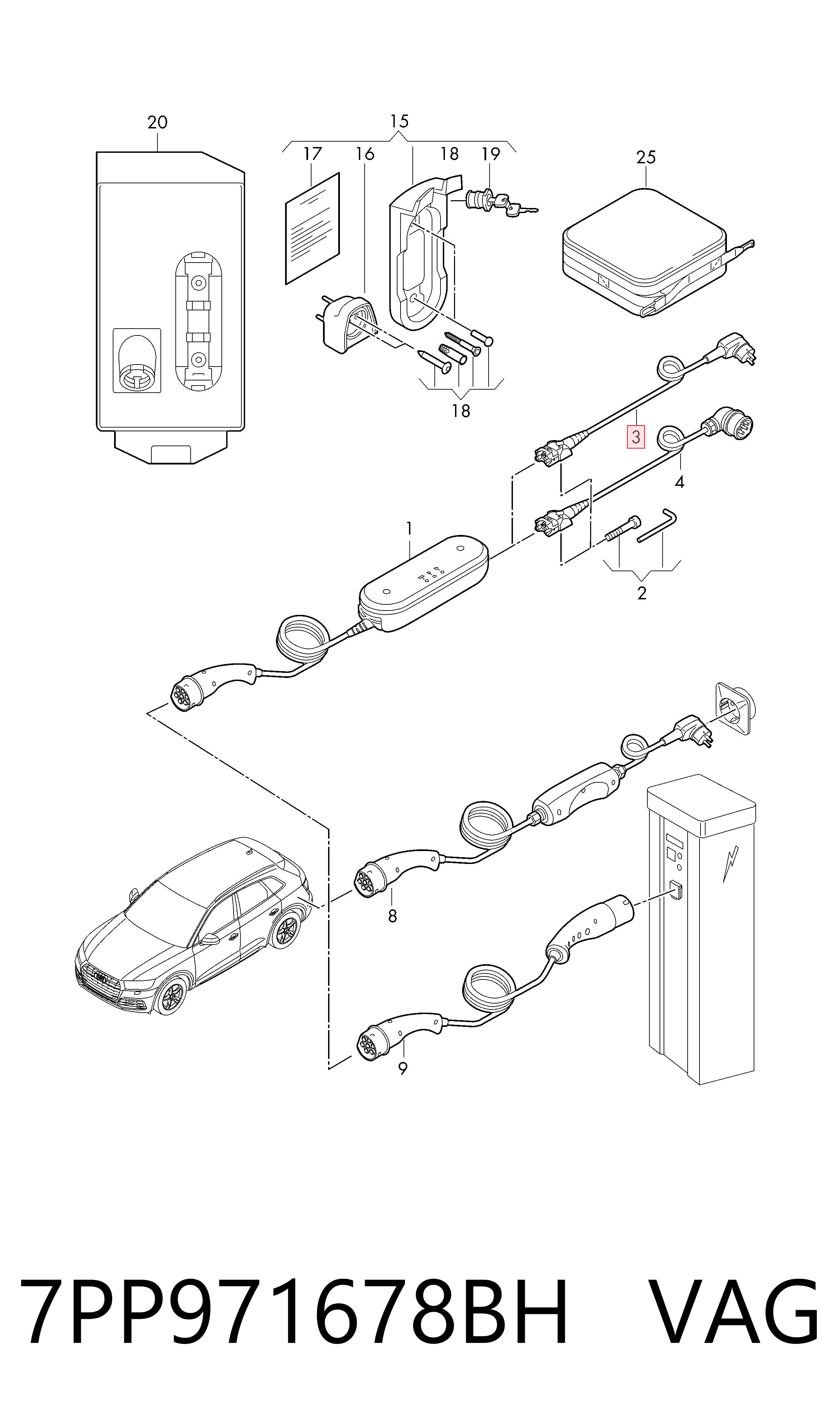 Кабель для зарядки электромобиля VAG 7PP971678BH цена, от 157.77 USD