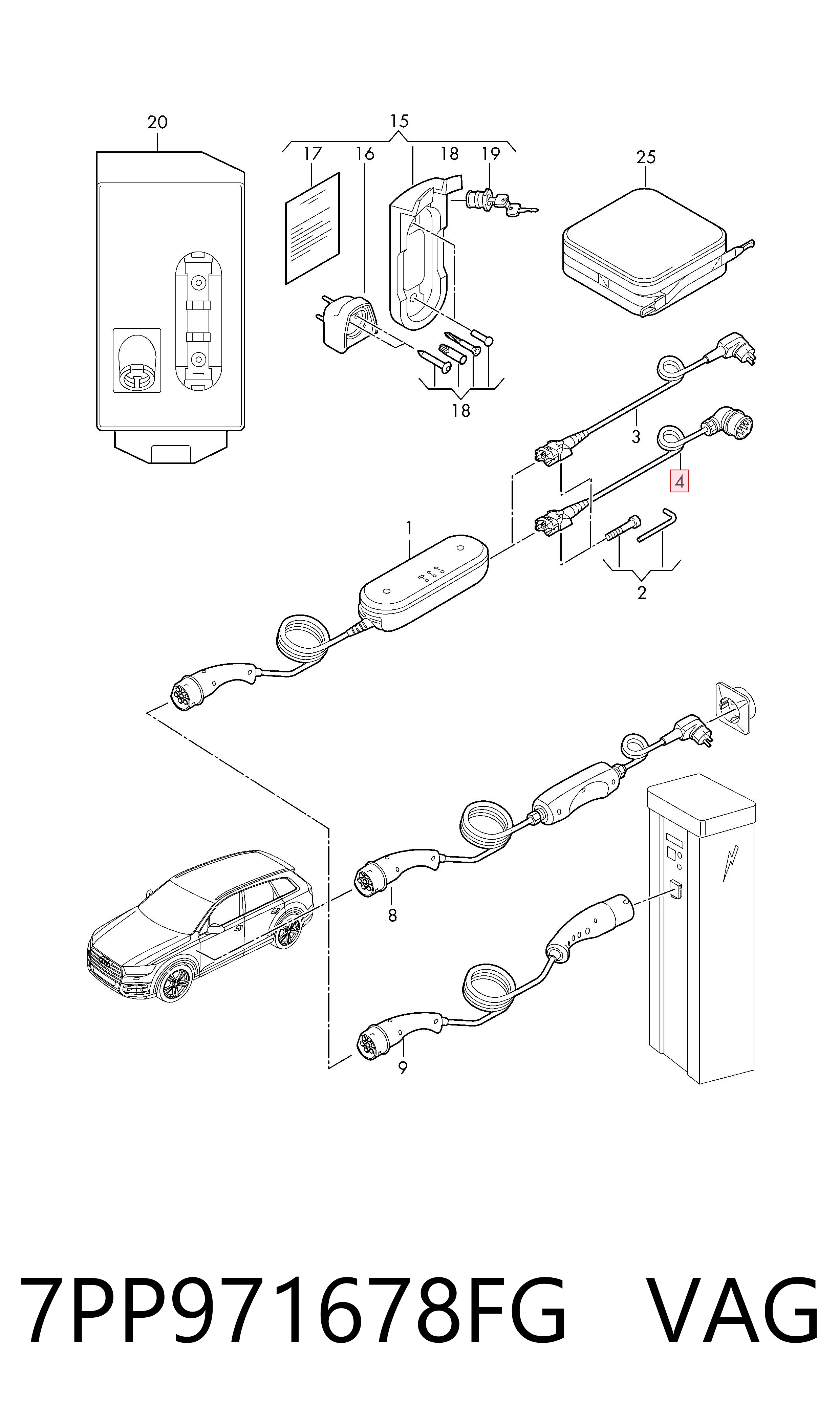 Кабель для зарядки электромобиля VAG 7PP971678FG цена, от 168.78 USD