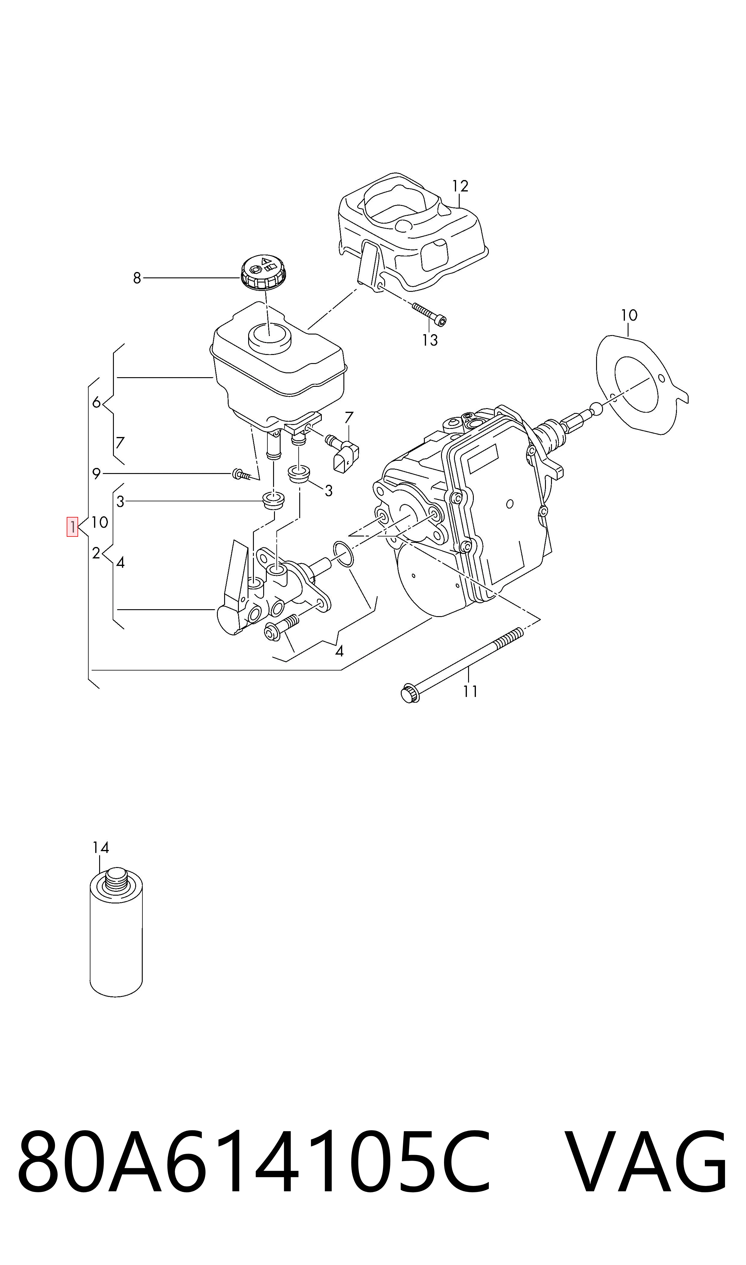 80A614105C VAG Усилитель тормоза вакуумный