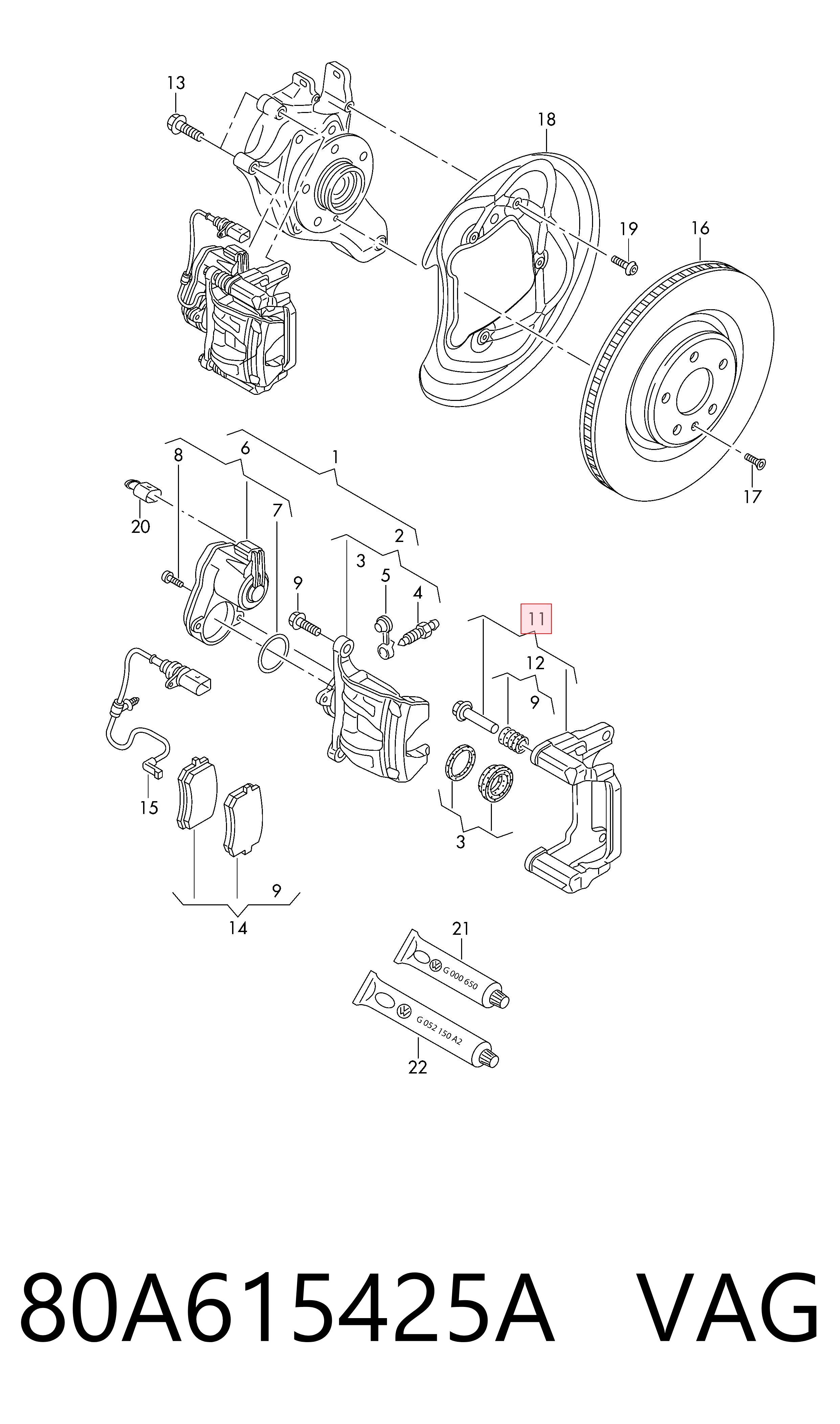 80A615425A VAG Скоба тормозного заднего суппорта