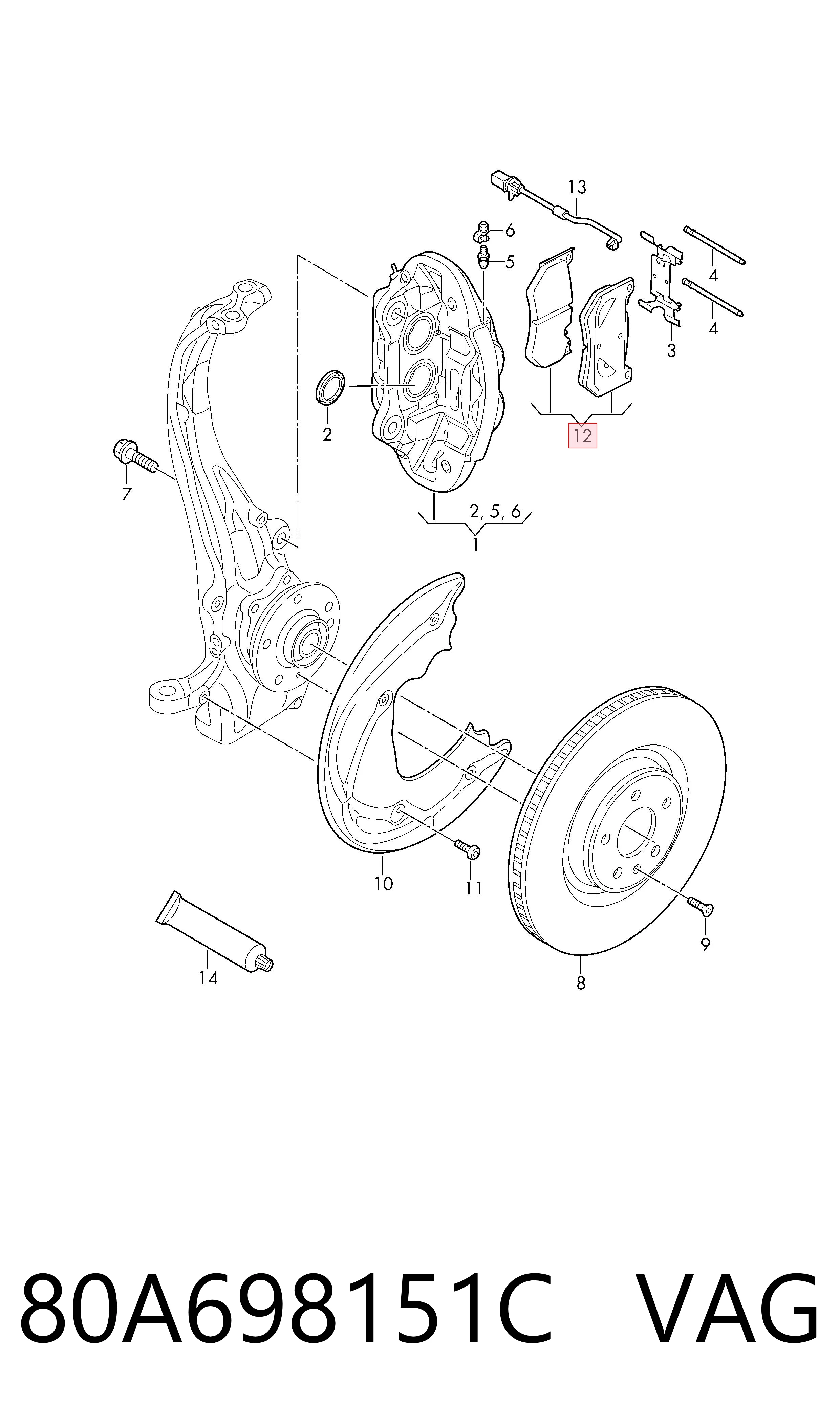 Колодки VAG 80A698151C цена, от 63.00 USD