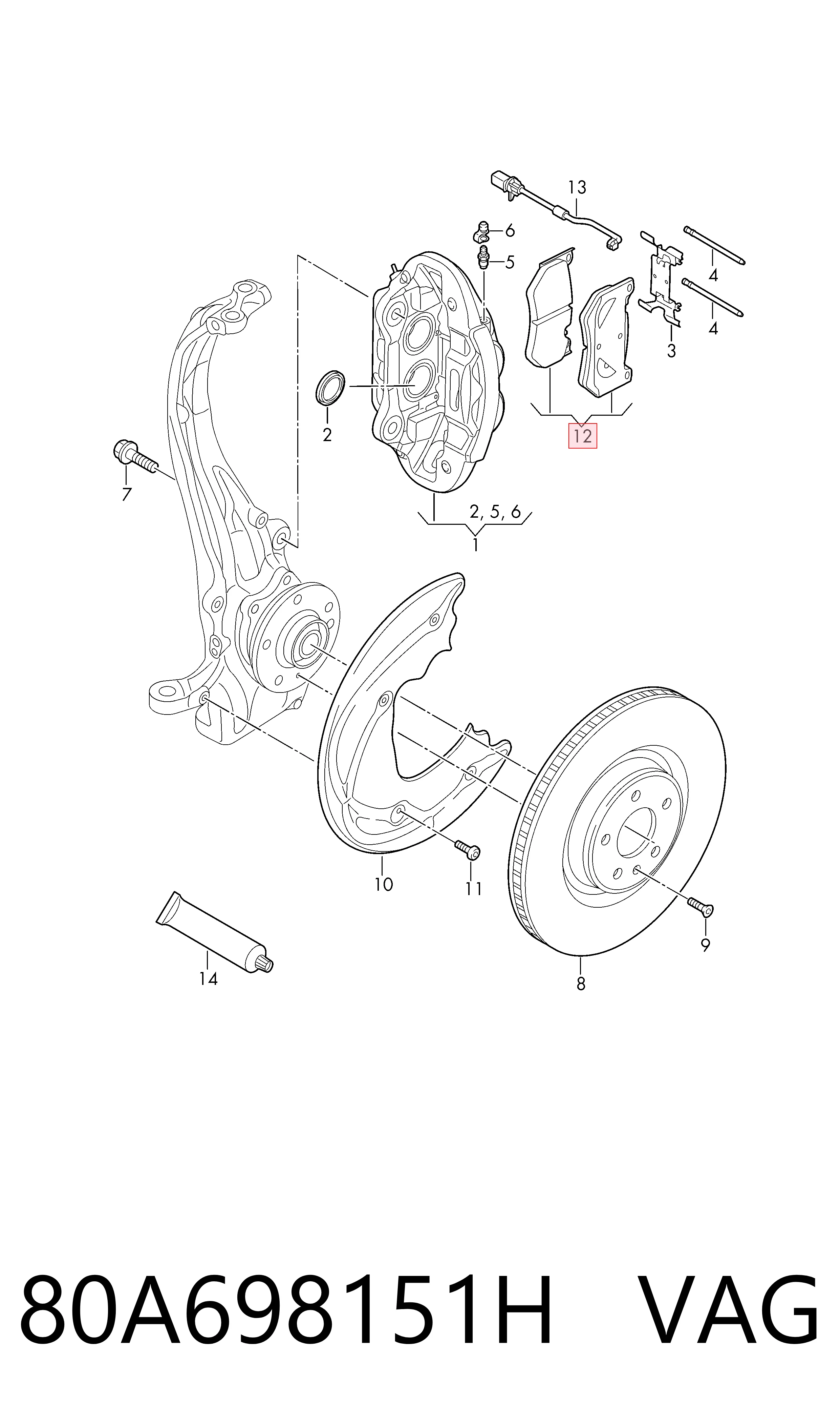 80A698151H VAG Колодки передние