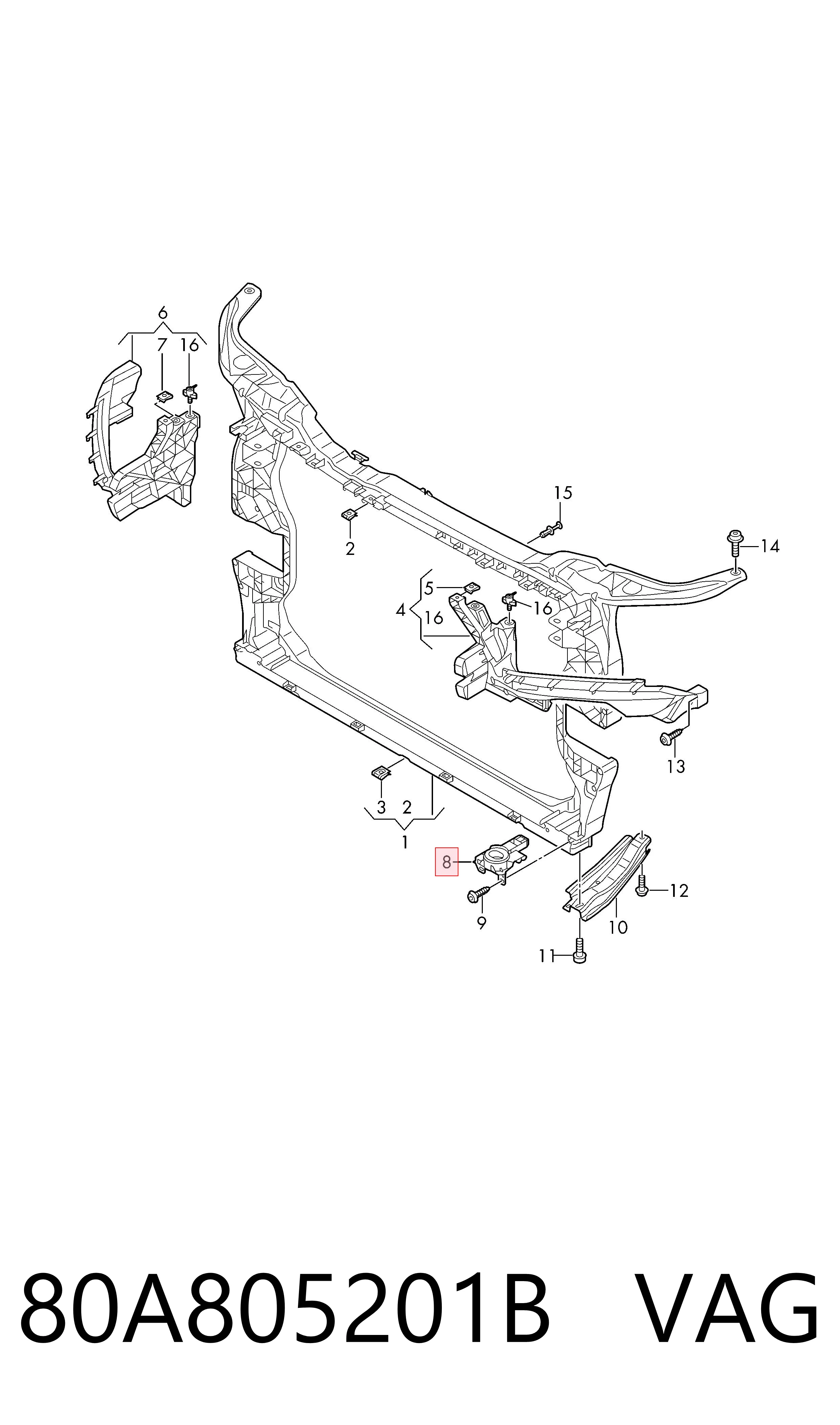 80A805201B VAG Подушка радиатора охлаждения, нижняя
