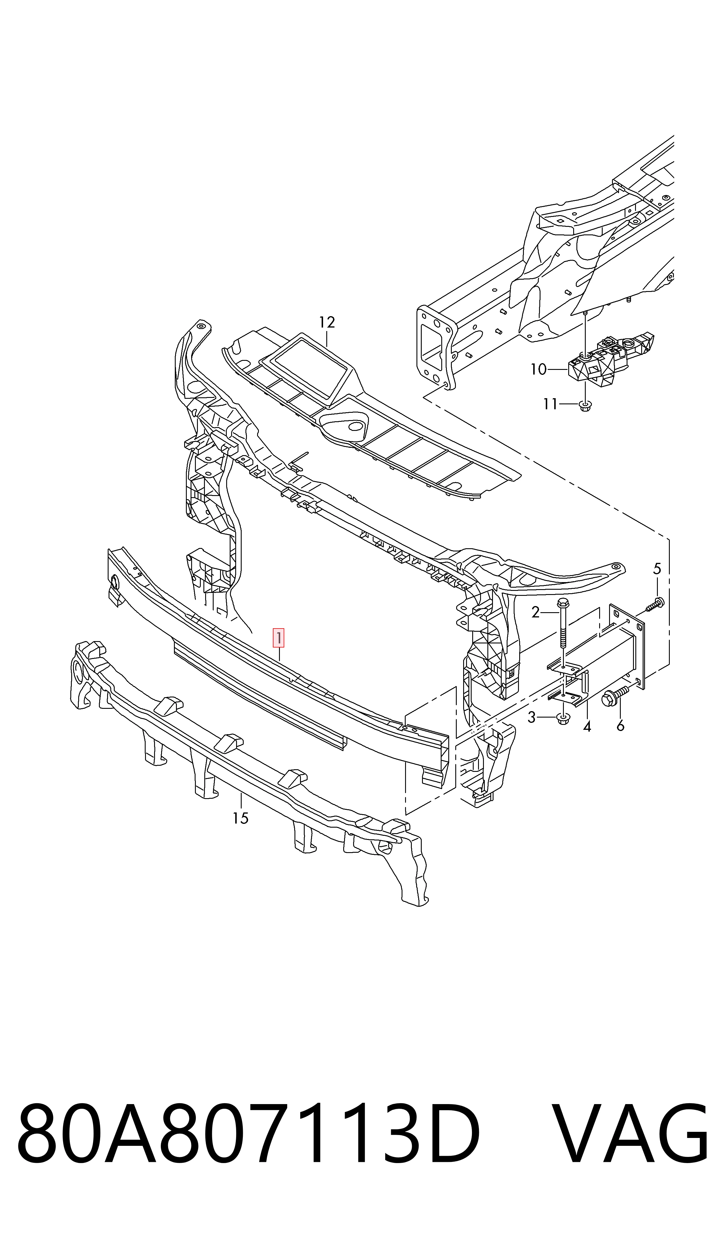 Шина бампера переднего Audi Q5 внедорожник (FYB, FYG) (2016 - 2026) цена, от 253.39 USD