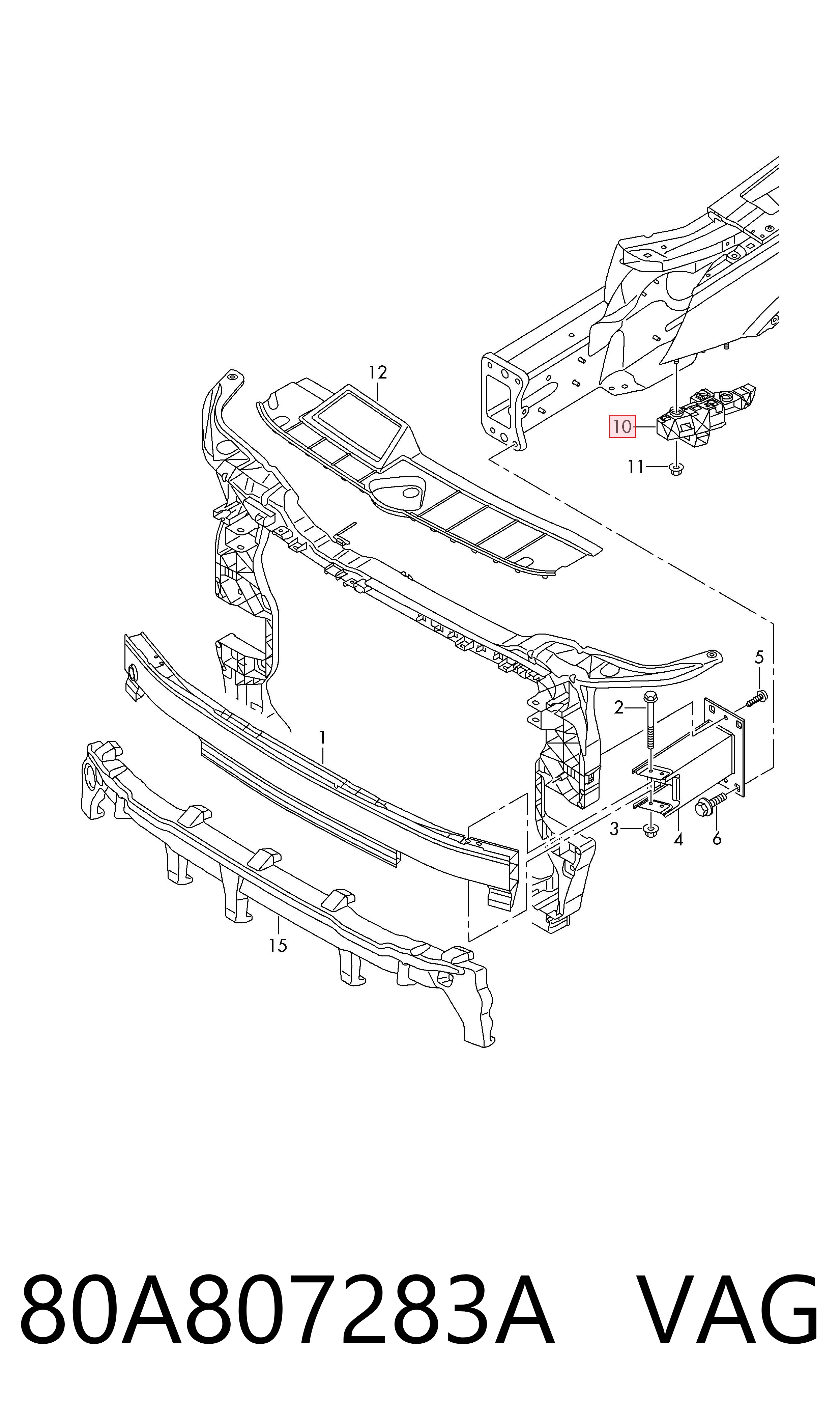Направляющая переднего бампера левая VAG 80A807283A цена, от 14.21 USD