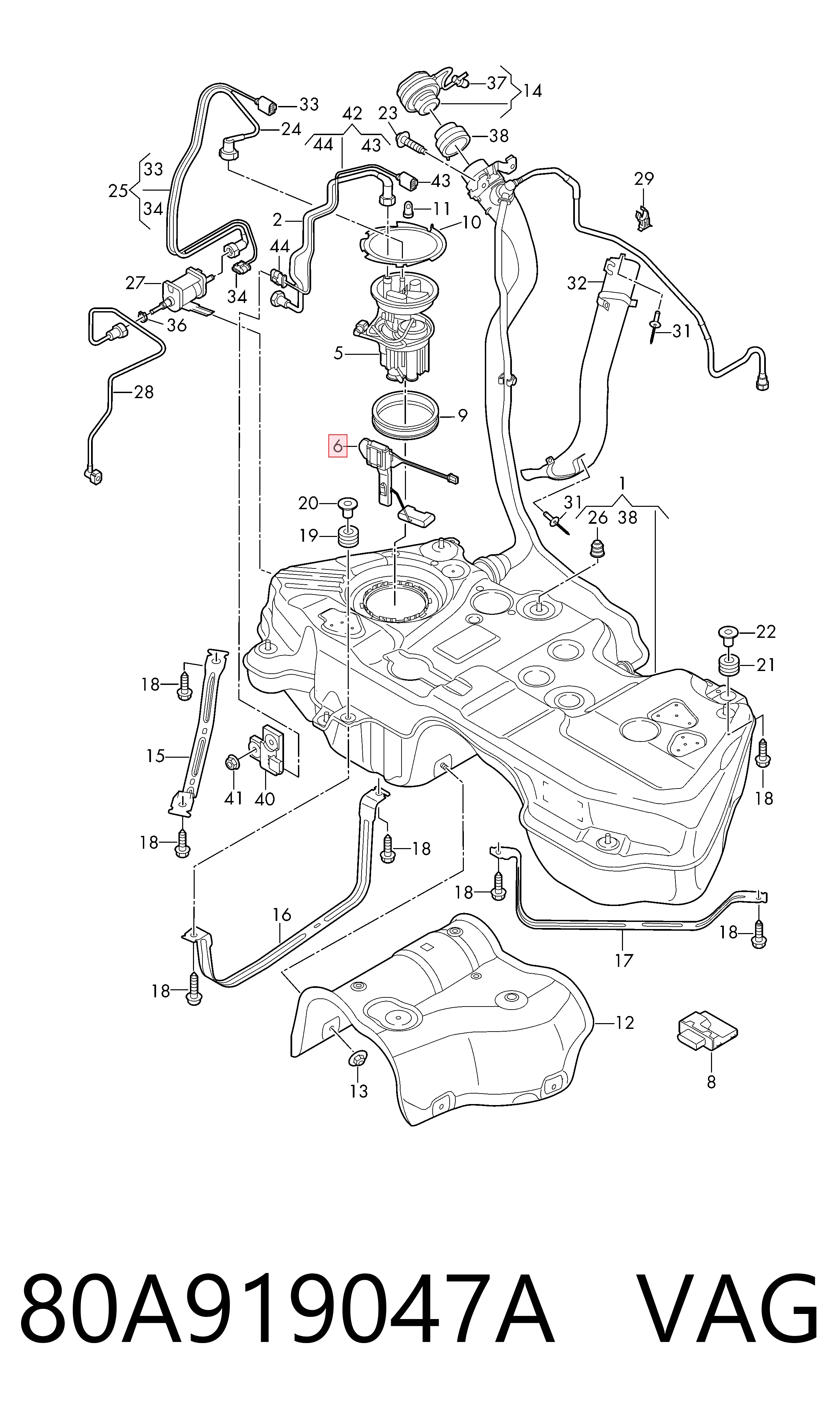 80A919047A VAG Датчик уровня топлива в баке правый