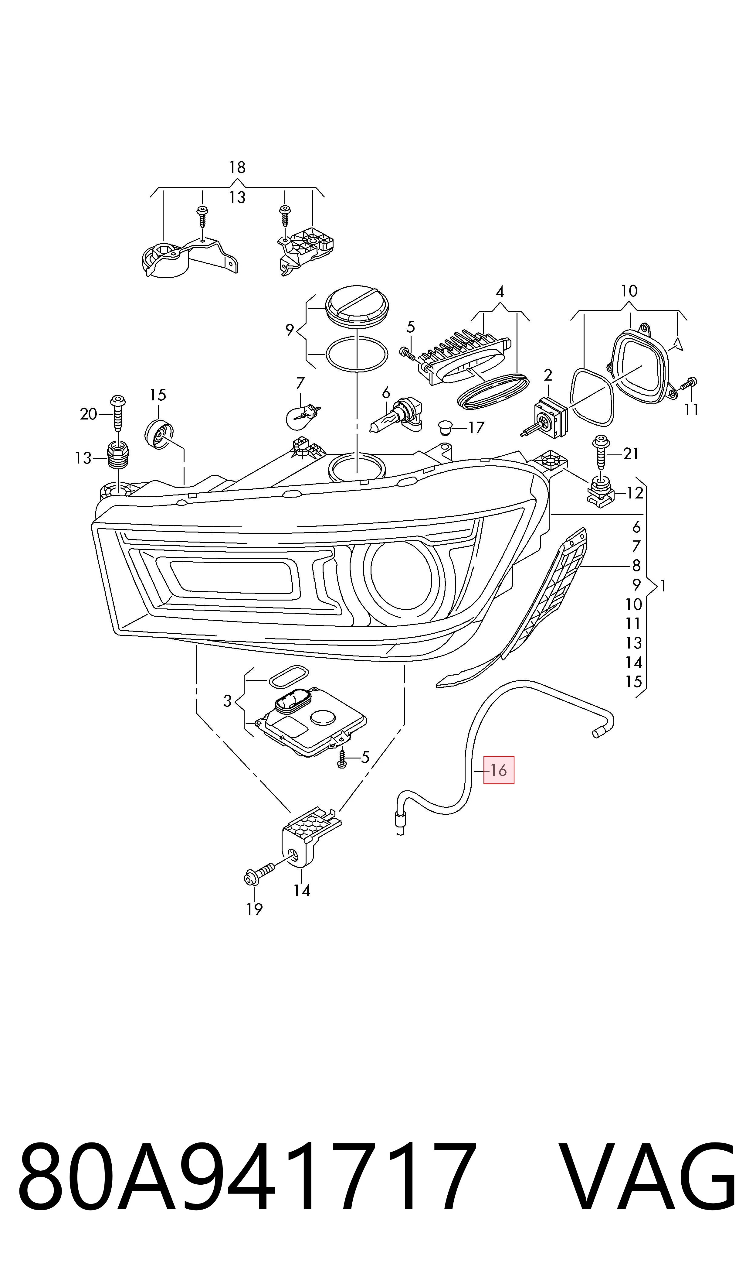 Шланг омывателя фар VAG 80A941717 цена, от 16.93 USD