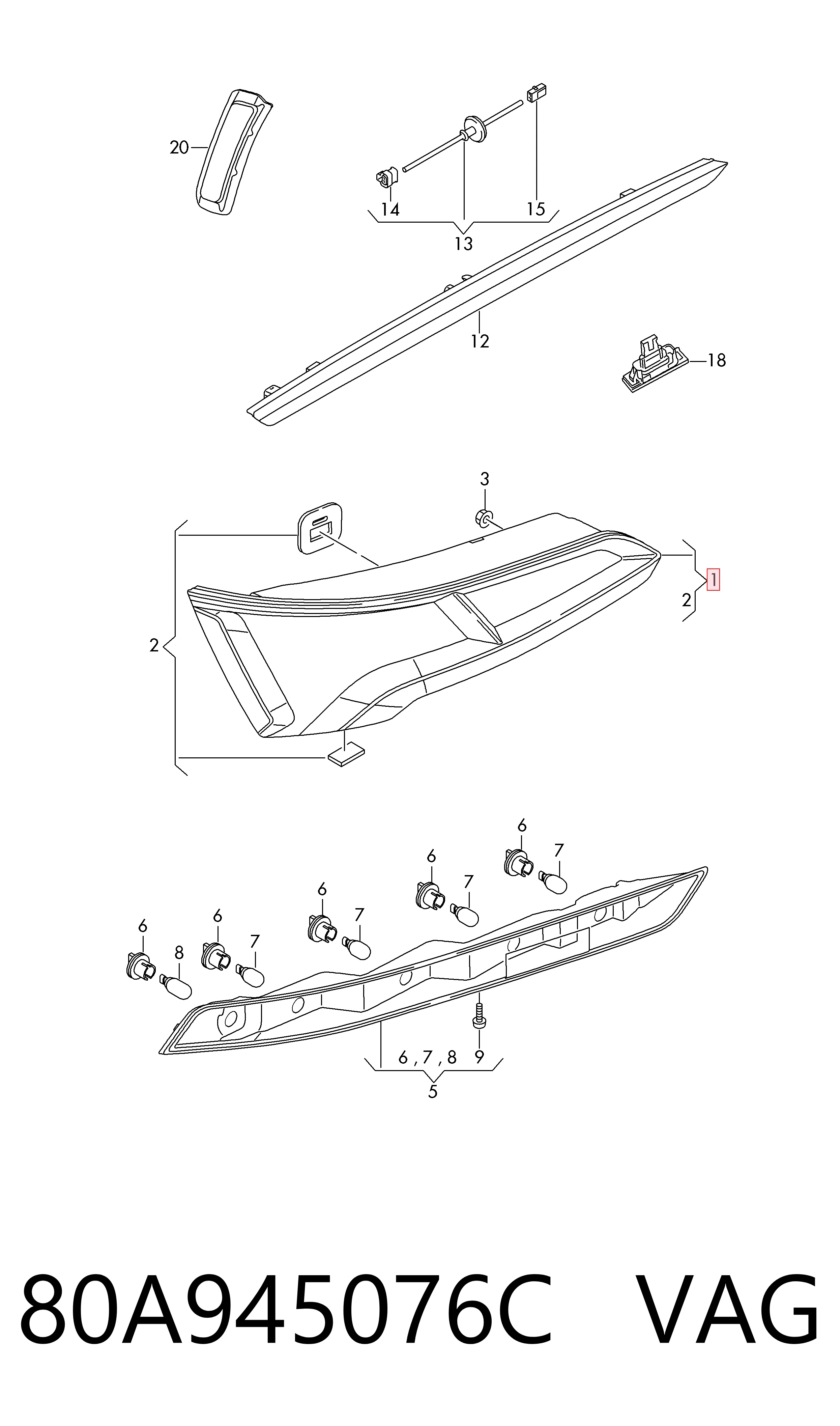 80A945076C VAG Фонари задние