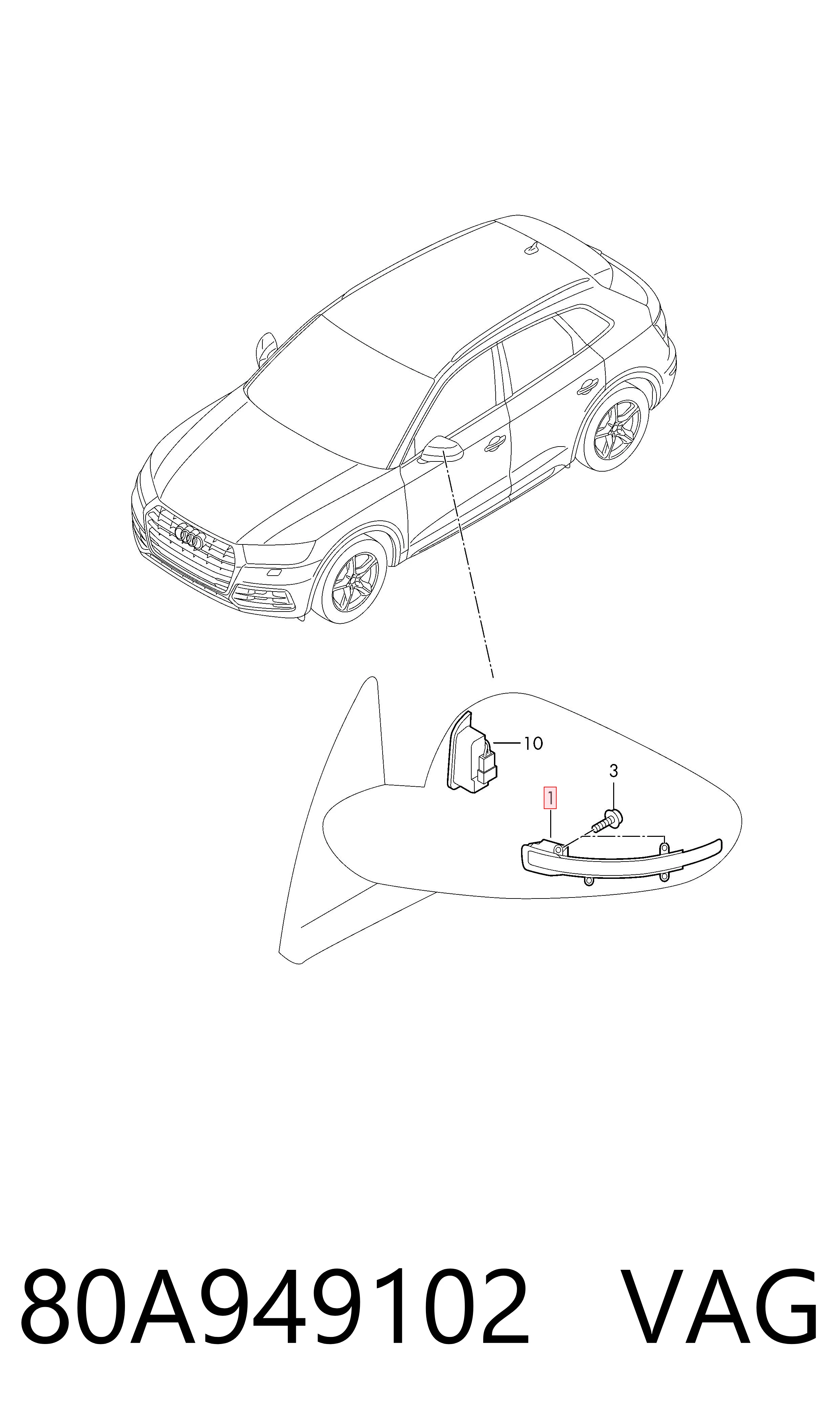 Указатель поворота зеркала правый 4M0949102A Bentley