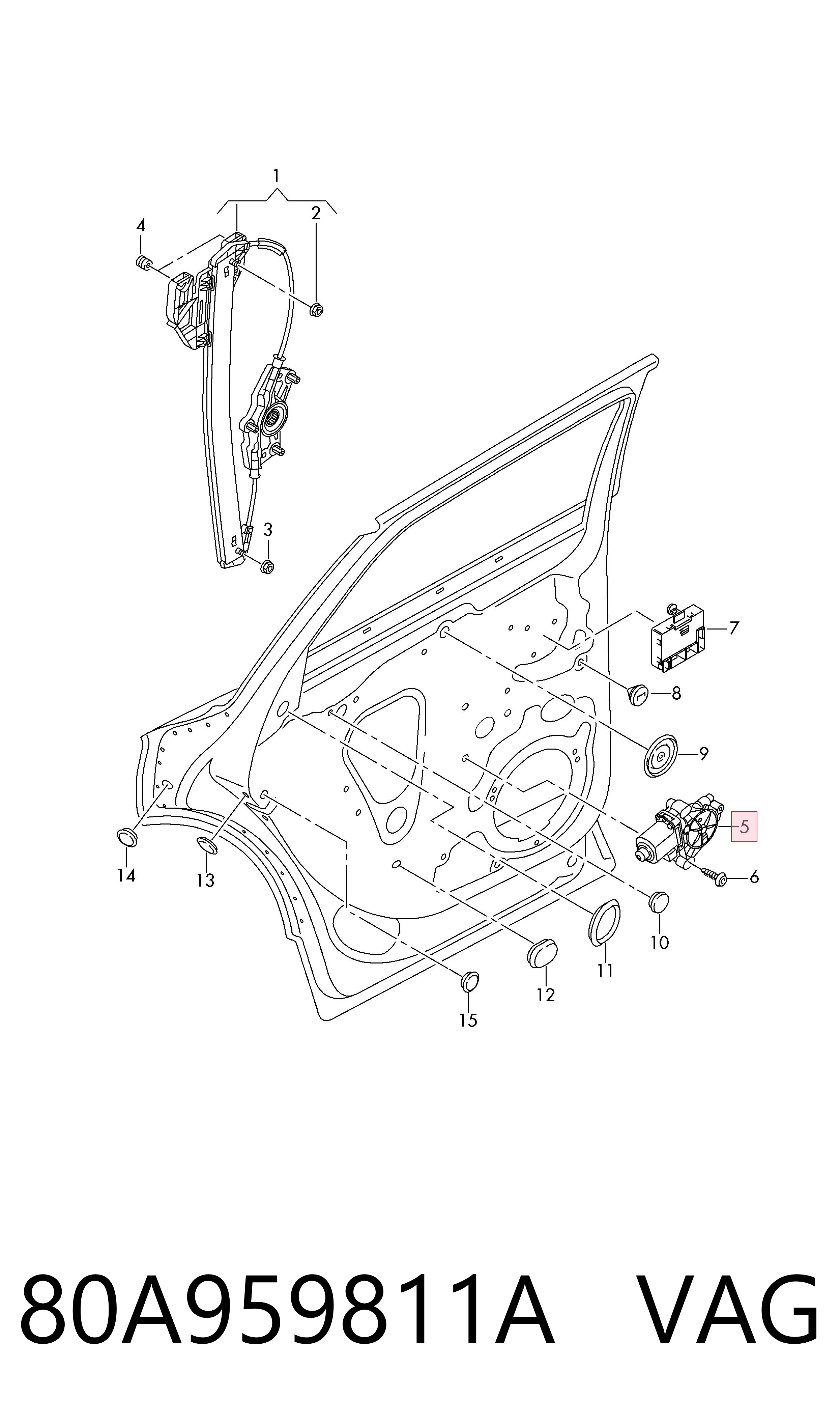 80A959811A VAG Мотор стеклоподъемника двери задней, левой