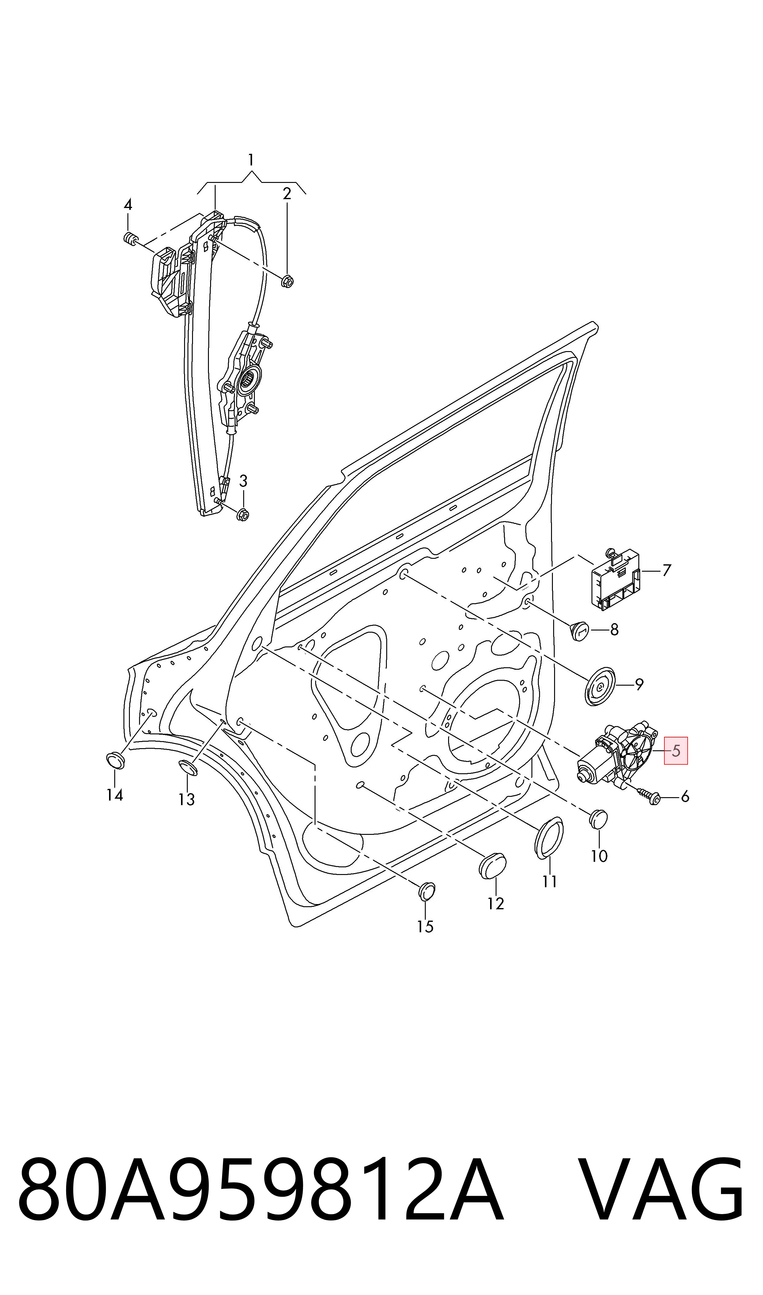 80A959812A VAG Мотор стеклоподъемника двери задней, правой
