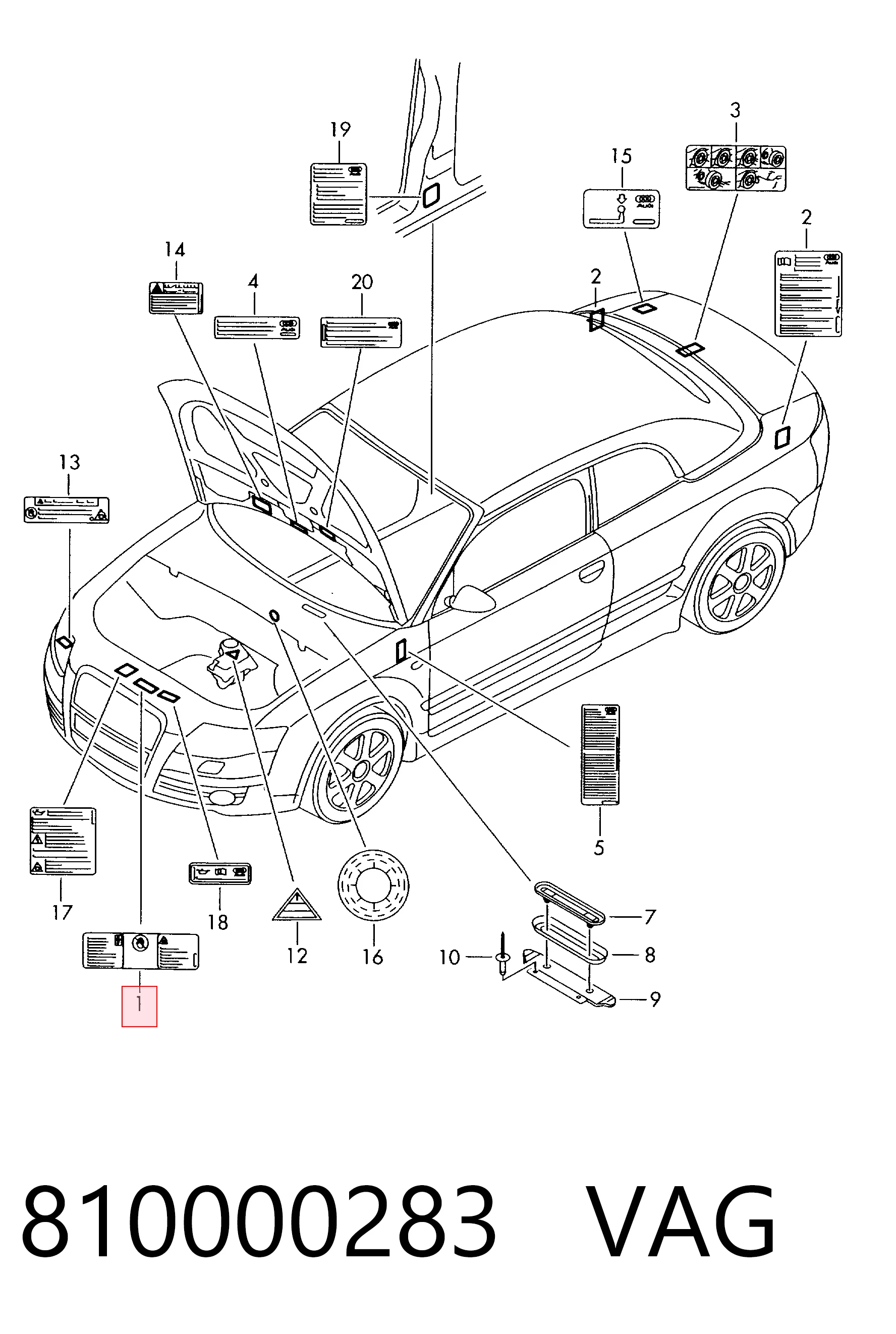 Фирменный значек на багажник на Audi A6 C5 4B2, 4B4