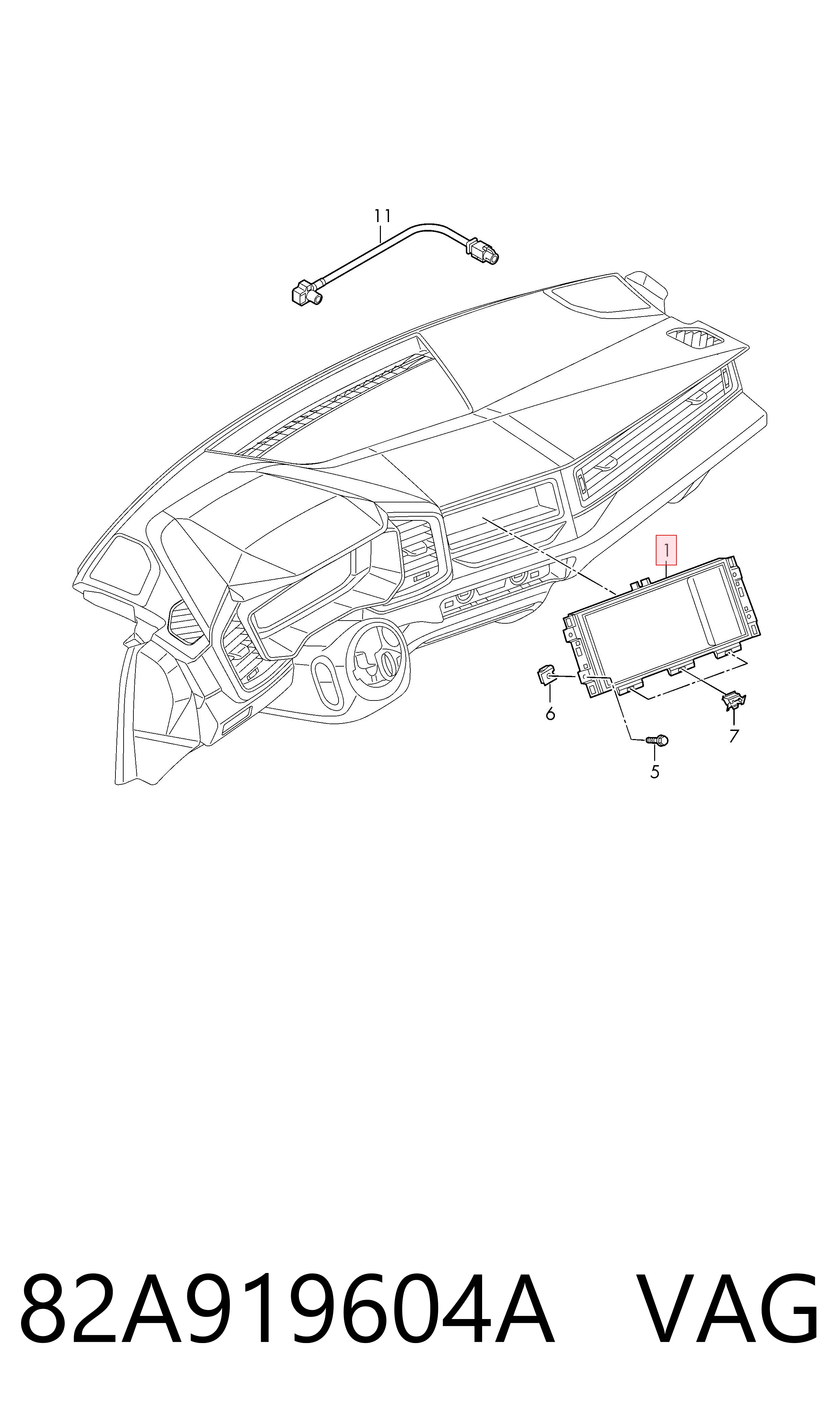 Дисплей многофункциональный VAG 82A919604A цена, от 668.89 USD