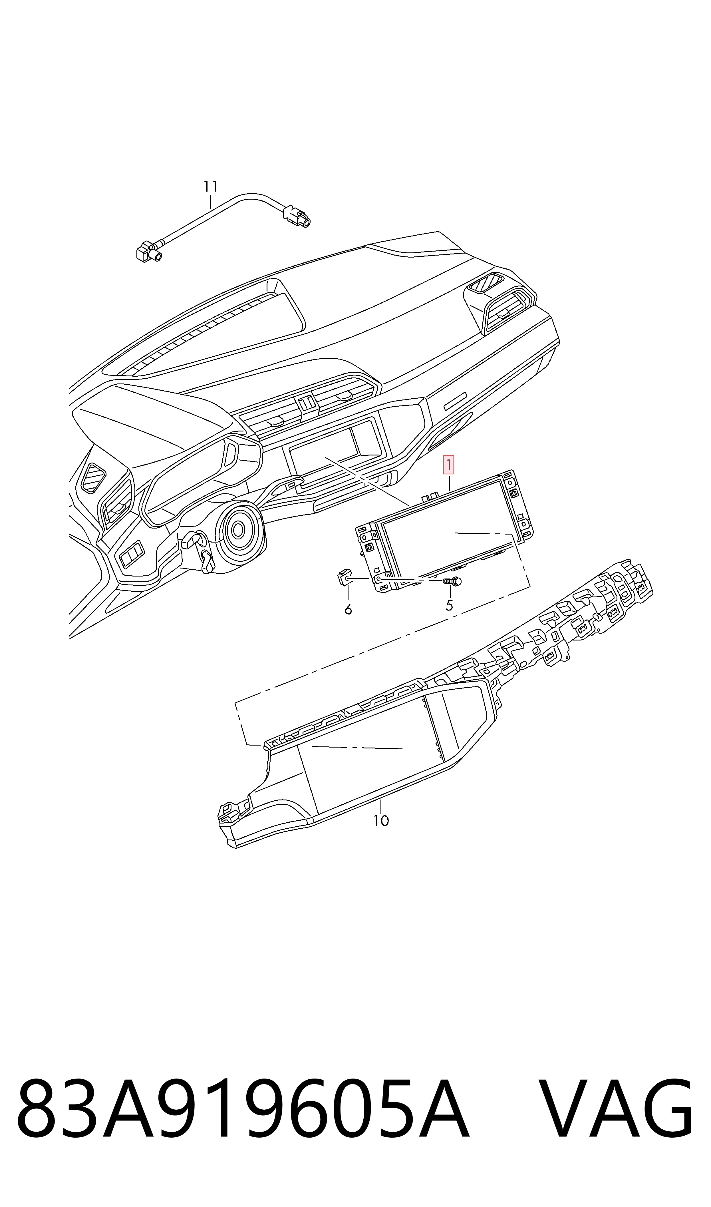 83A919605A VAG Дисплей многофункциональный