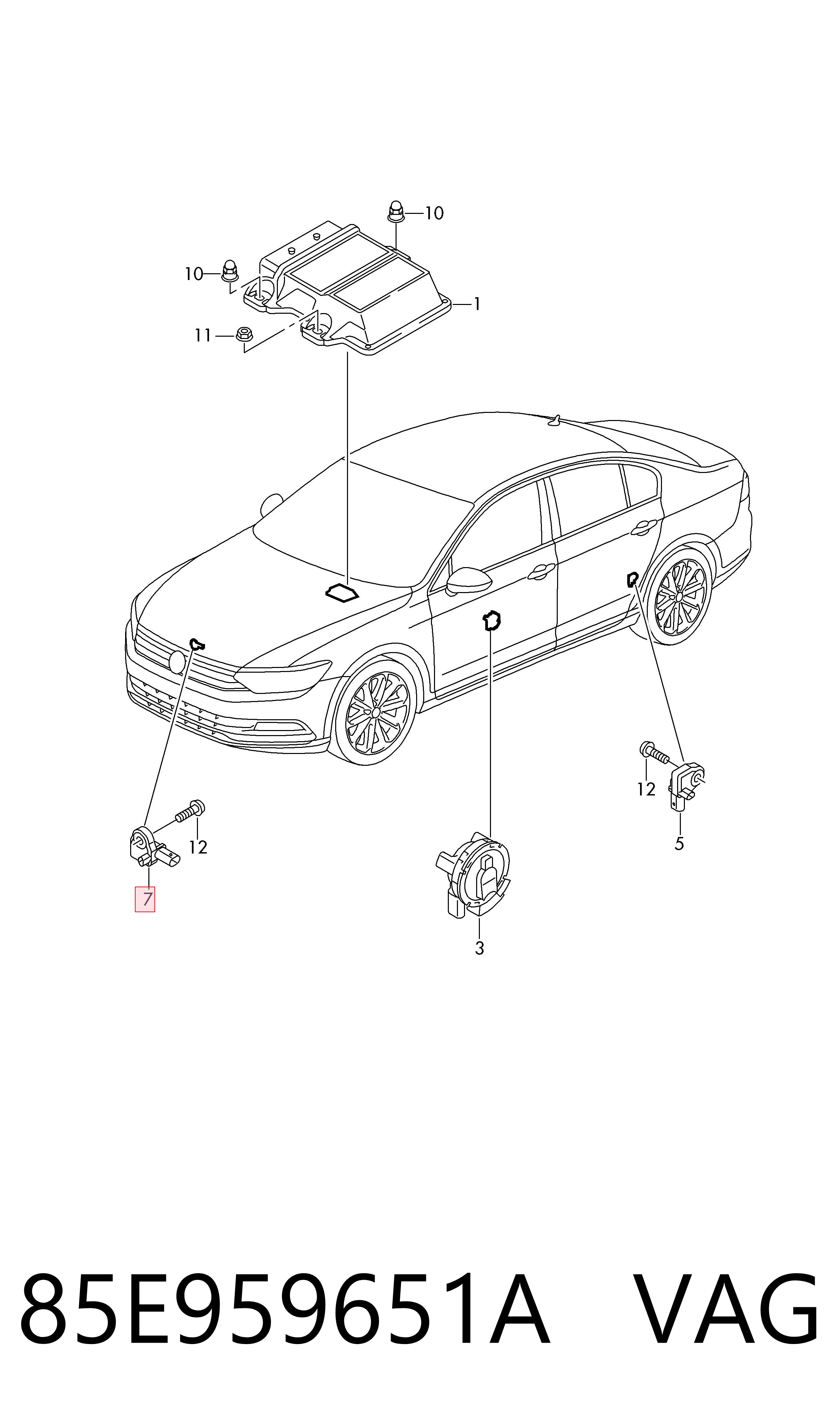 Датчик Эйрбэг передний VAG 85E959651A цена, от 1742.40 UAH