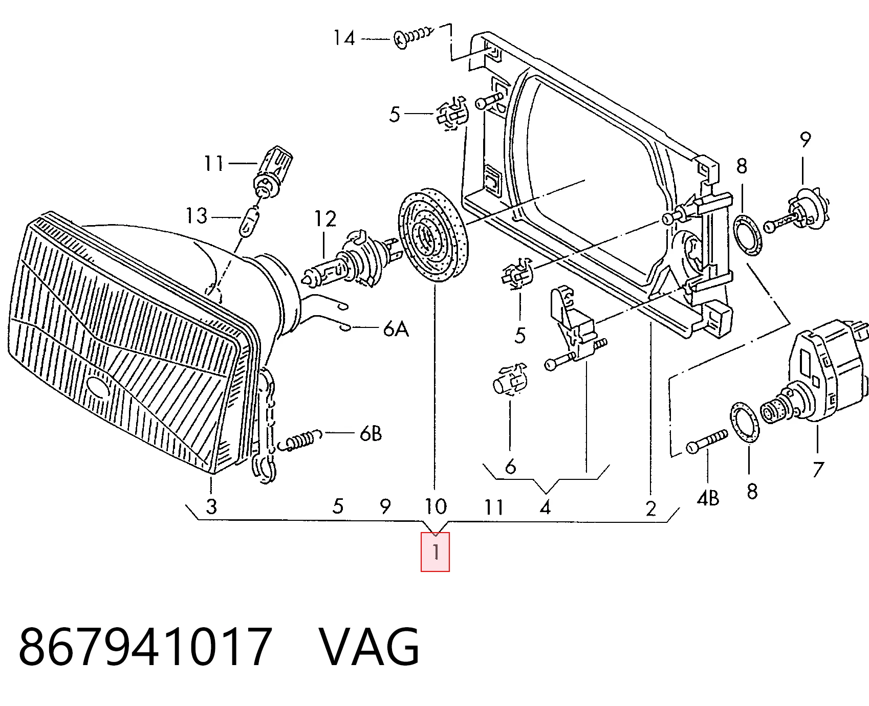 Фара левая Volkswagen Polo II хэтчбек (86C) (1981 - 1994) цена, от 29.69 USD