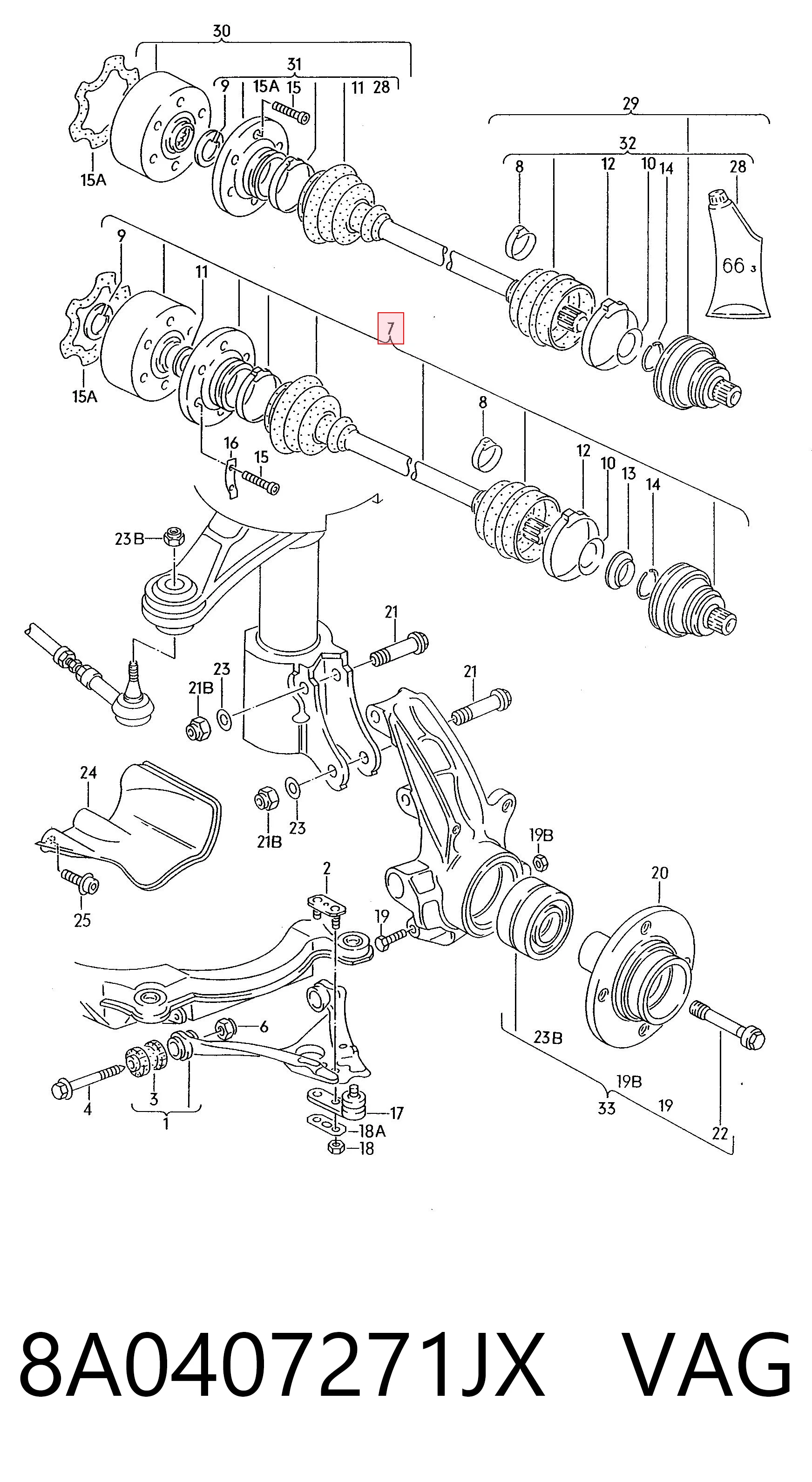 Левая полуось Ауди 80 B3