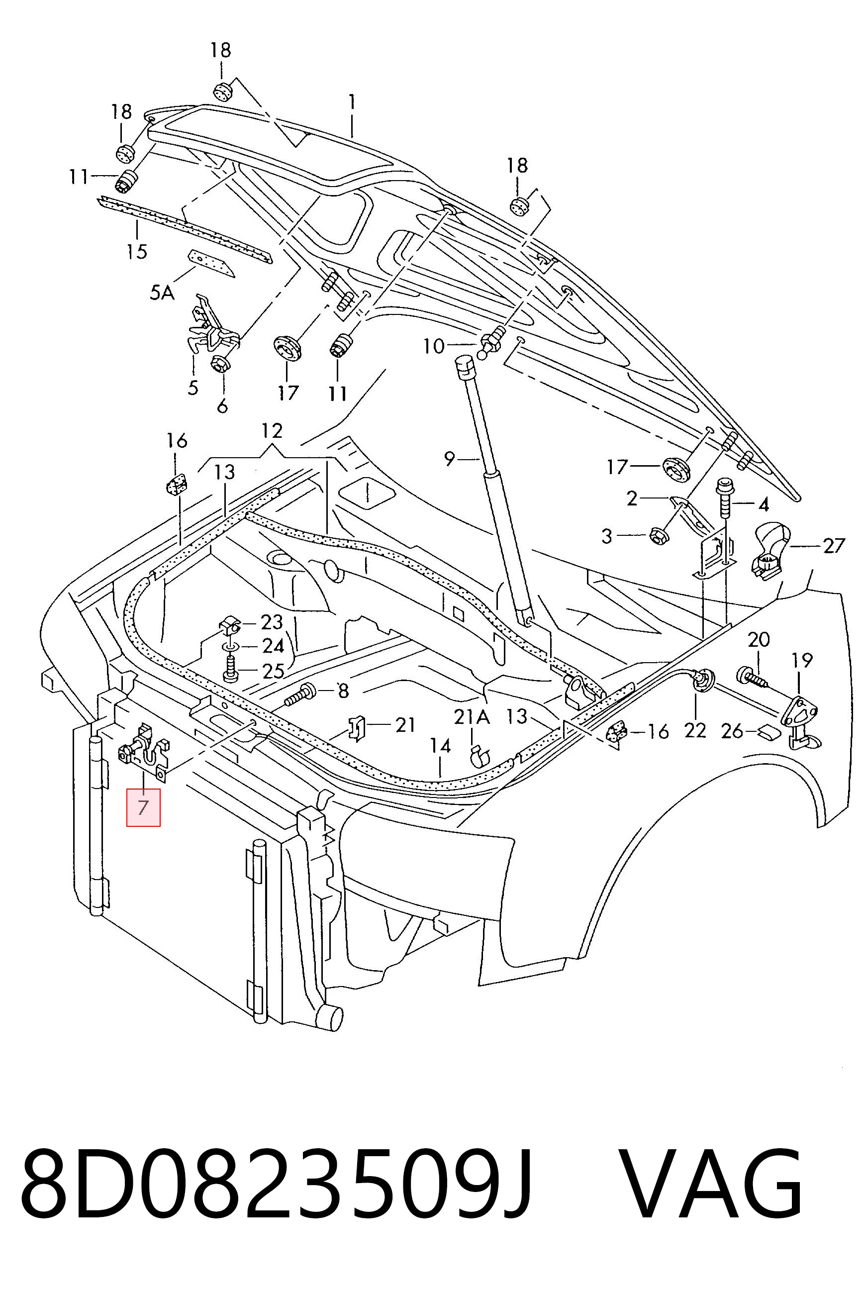 Замок капота Audi A4 B5 седан (8D2) (1994 - 2001) цена, от 11.40 USD