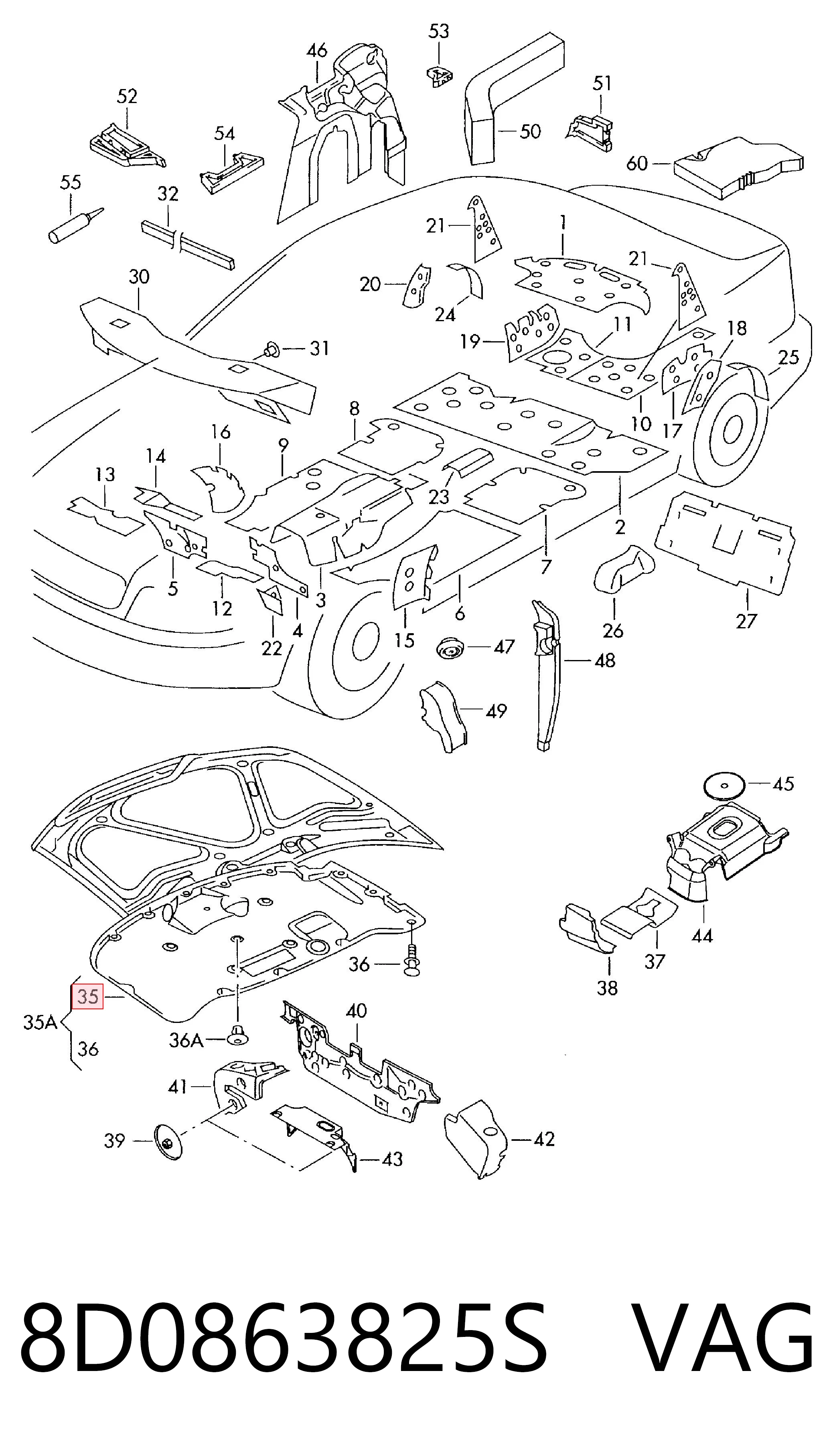 Шумка капота на Audi A4 B5 8D2
