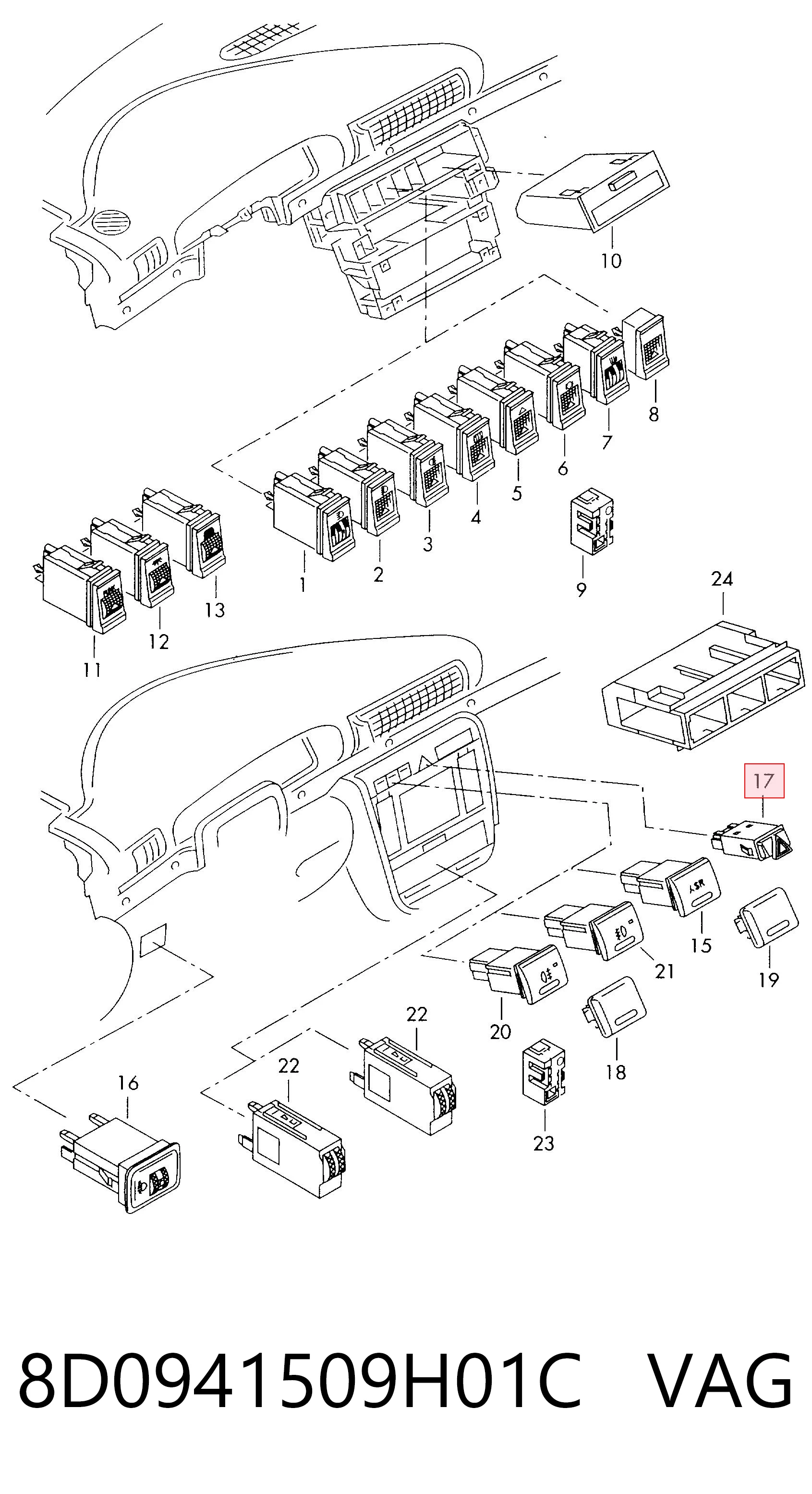 8D0941509H01C VAG Аварийная кнопка
