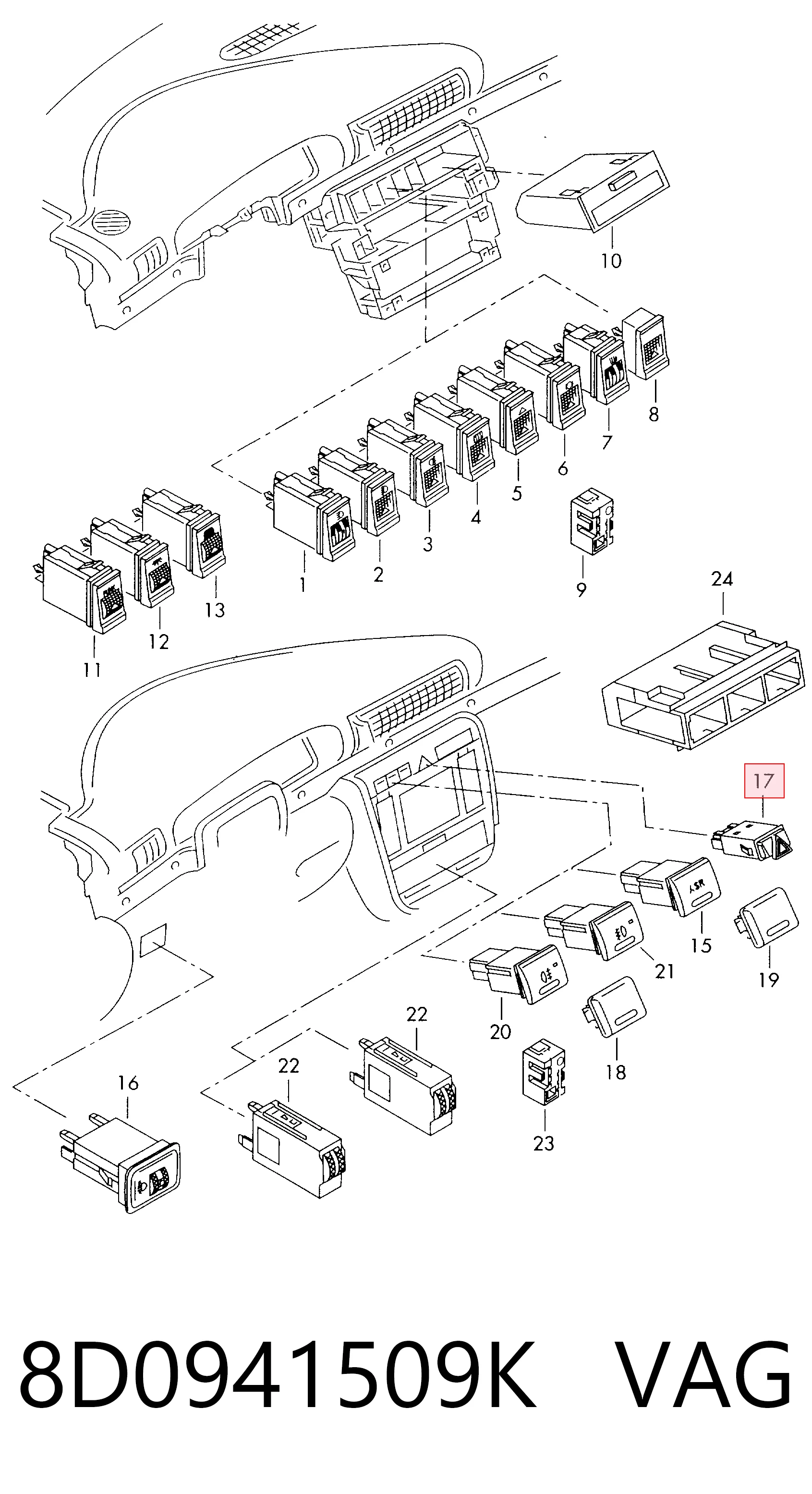 8D0941509K VAG Аварийная кнопка